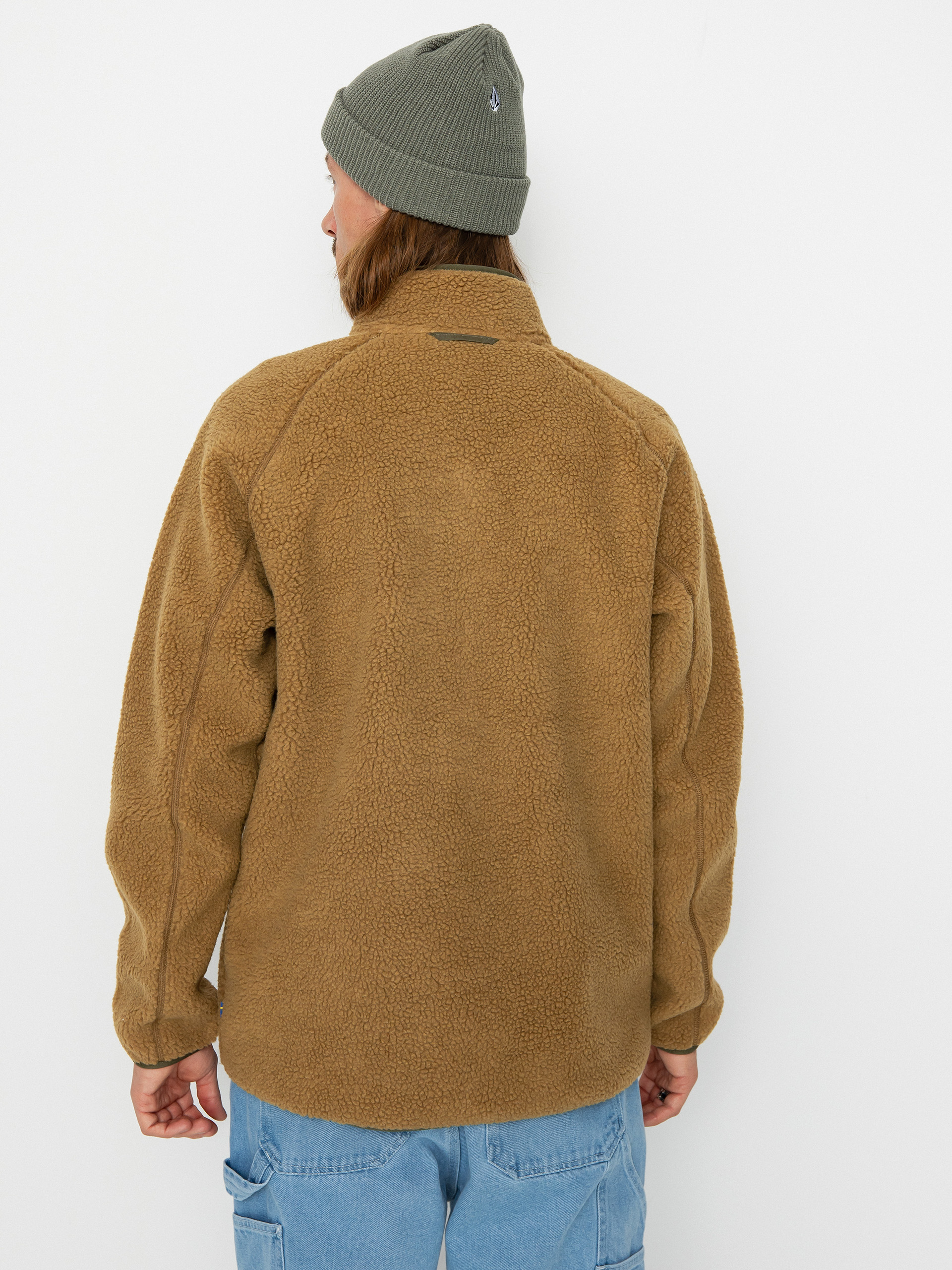 Mens Fjallraven Vardag Pile Fleece  (buckwheat brown/laurel green)