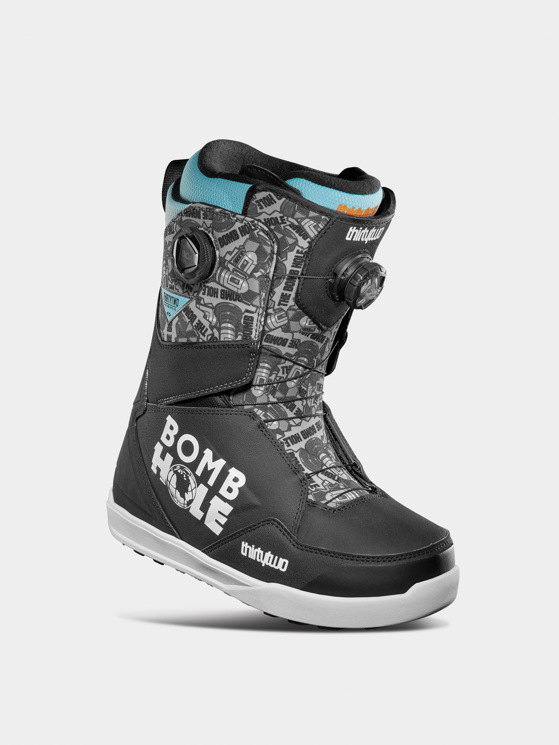 Mens ThirtyTwo Lashed Double Boa Bomb Hole Snowboard boots (black/white)