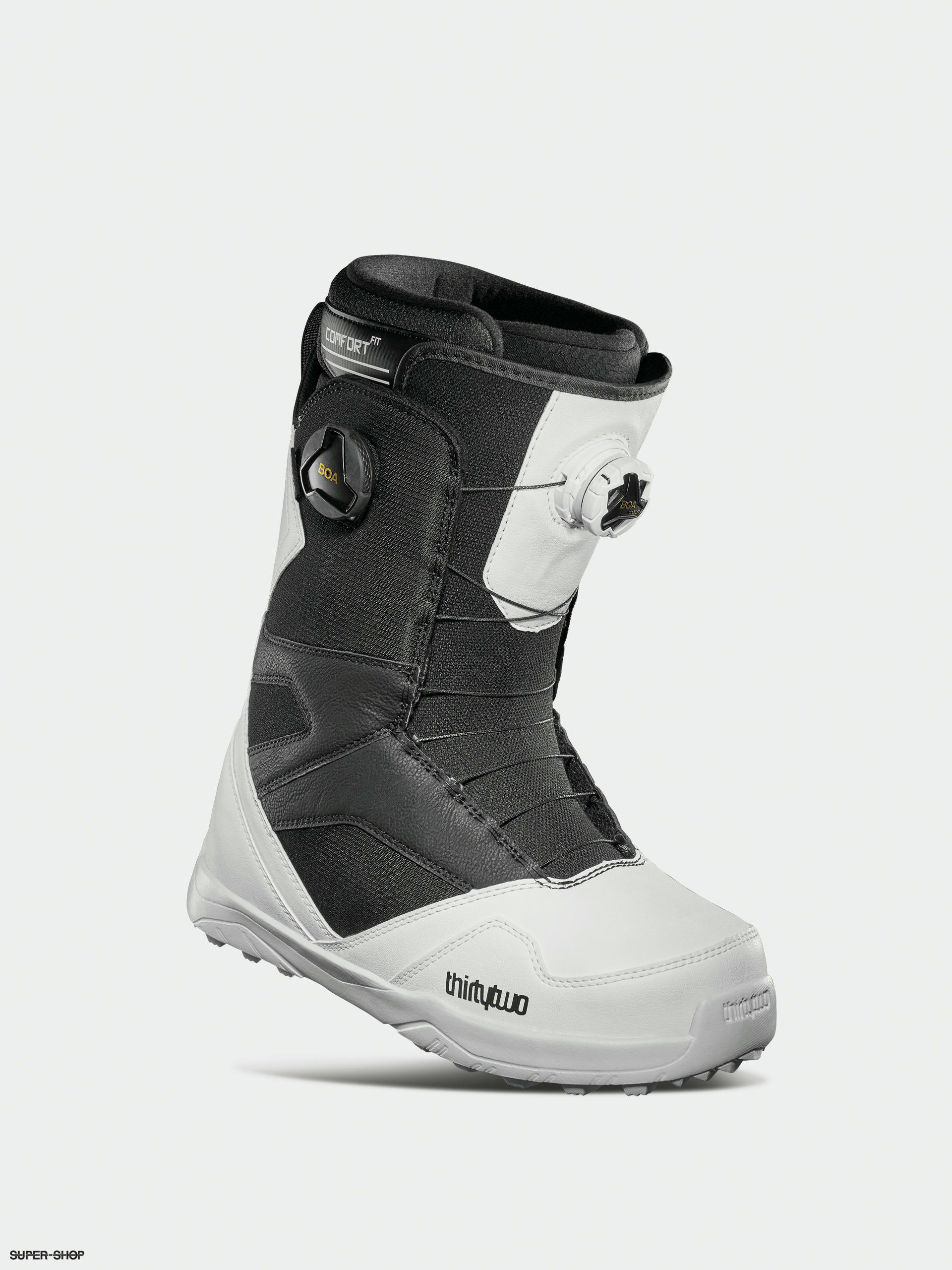 Mens ThirtyTwo Stw Double Boa Snowboard boots white black