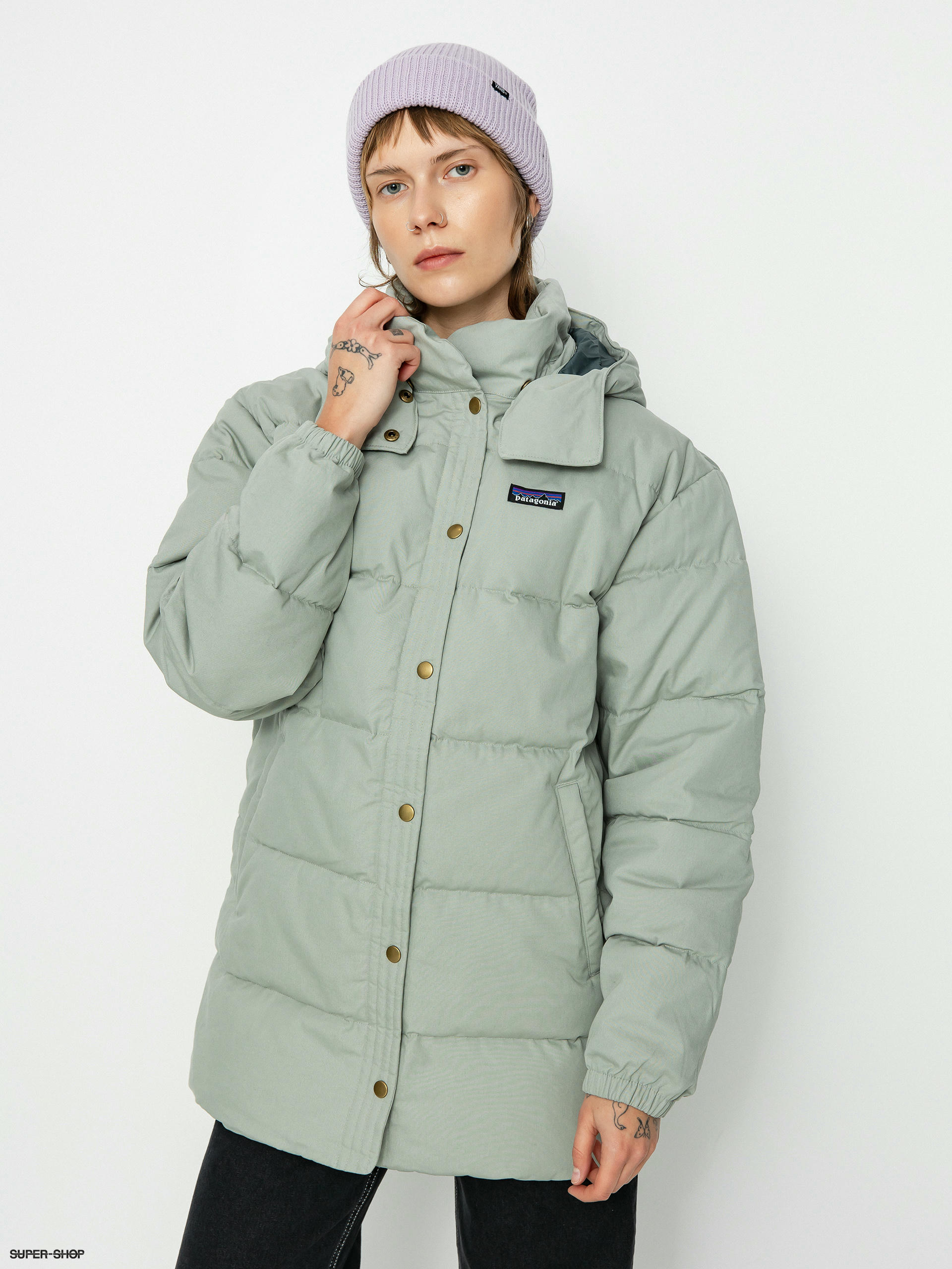 Patagonia Cotton Down Parka Jacket Wmn green sleet green