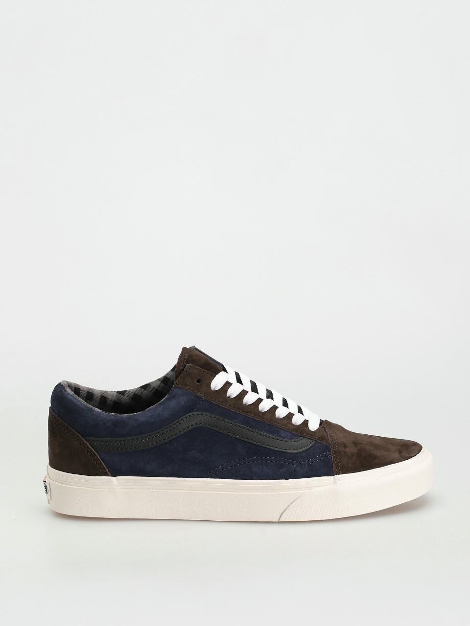 Vans Old Skool Shoes (pig suede plaid brown/navy)