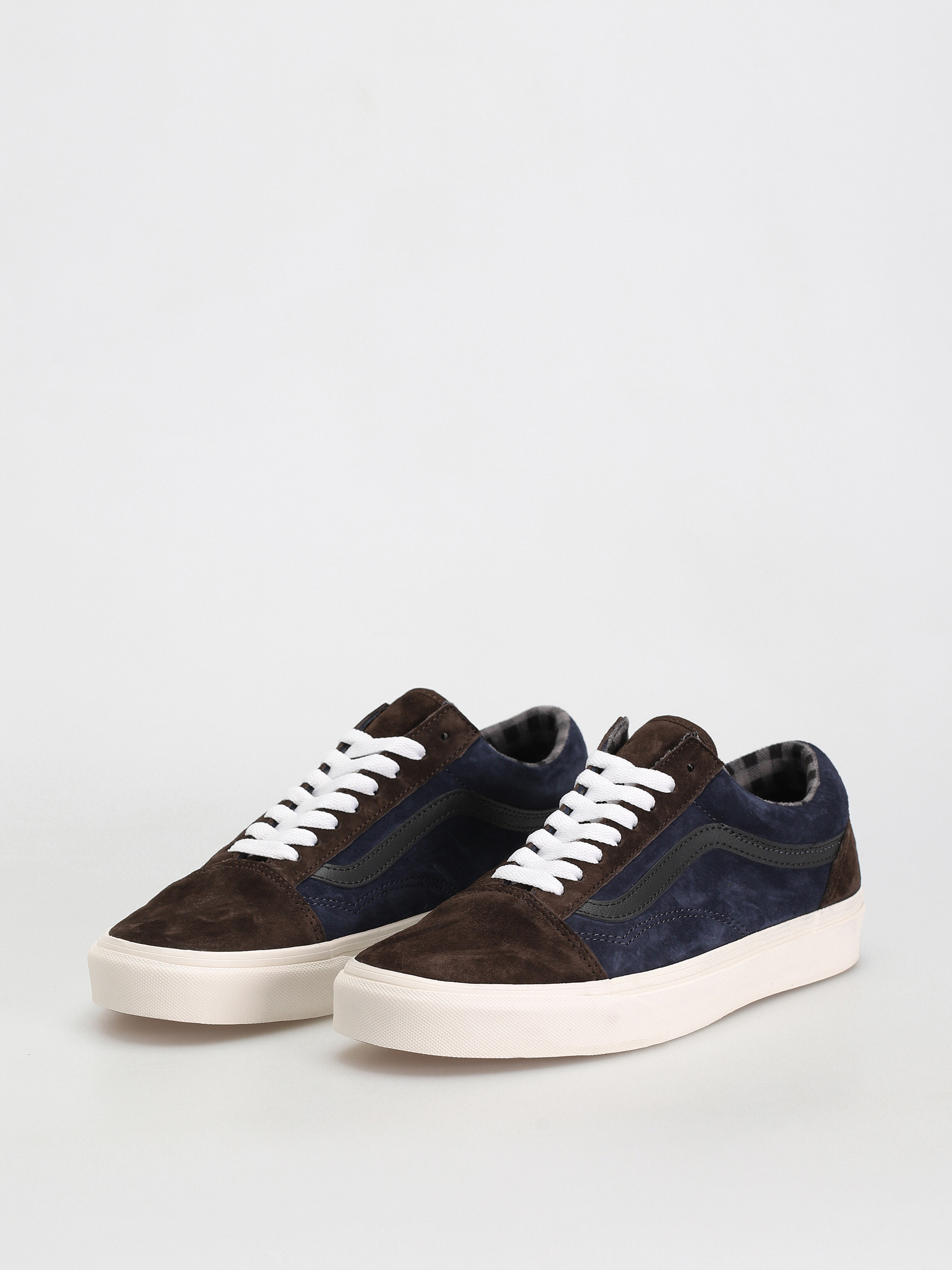 Vans Old Skool Shoes (pig suede plaid brown/navy)