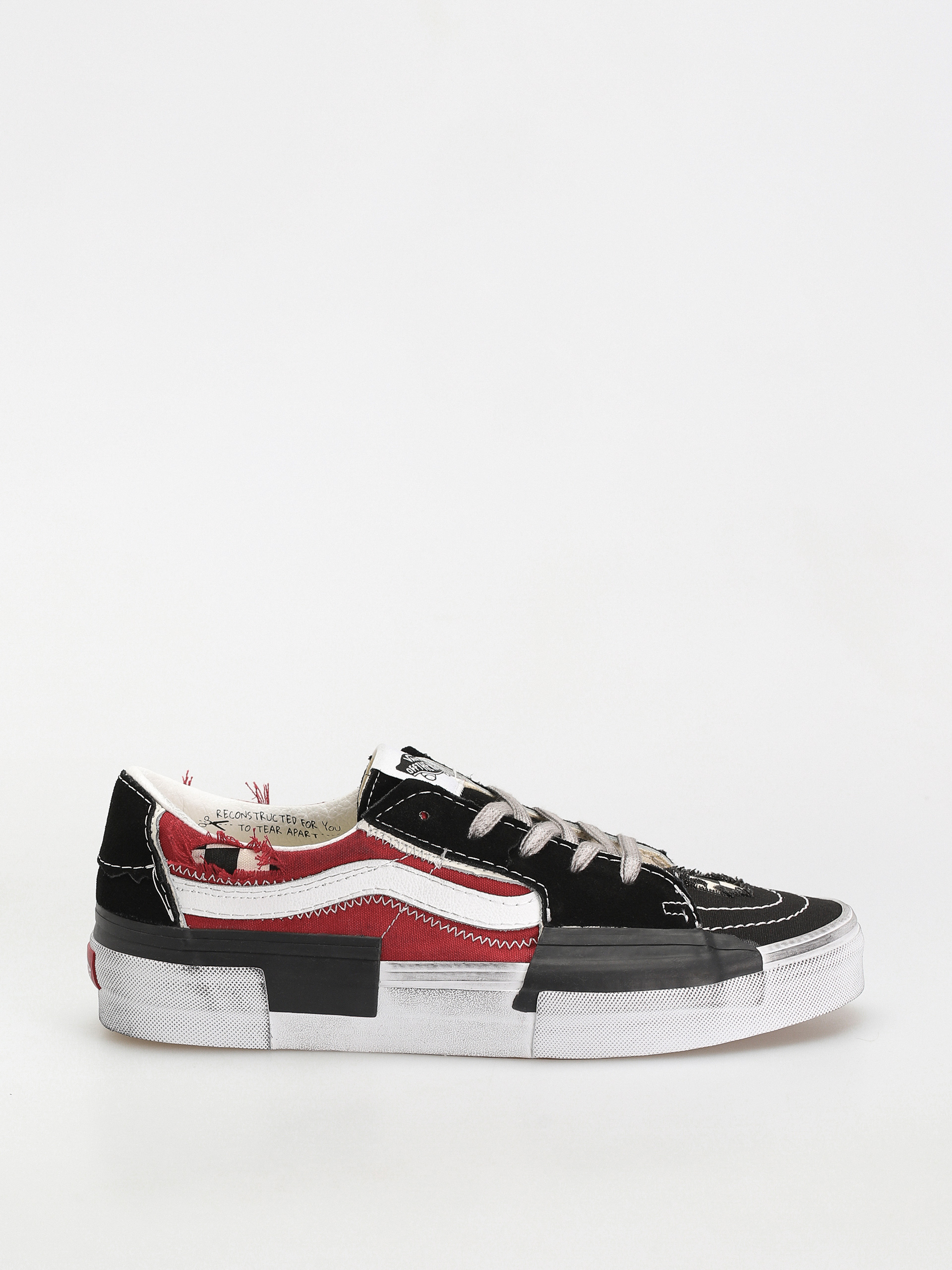 Vans Sk8 Low Reconstruct Shoes (stressed check black/red)