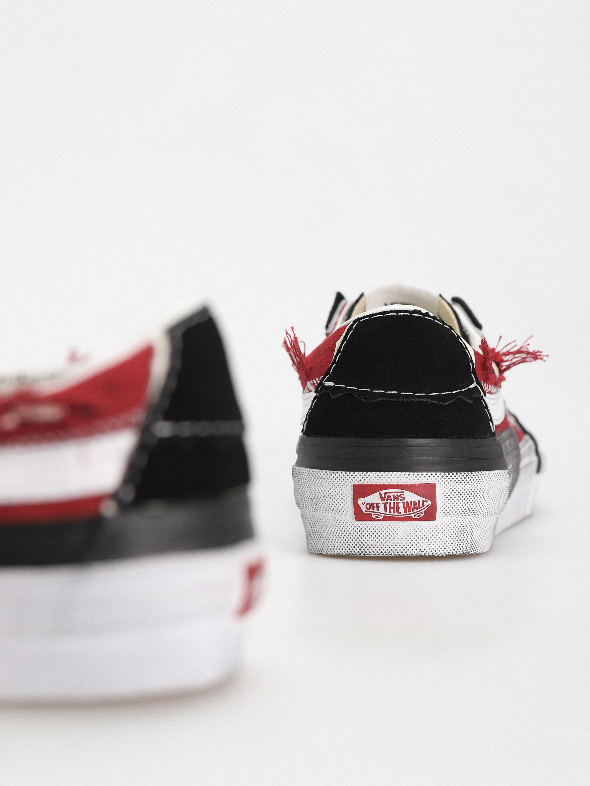 Vans Sk8 Low Reconstruct Shoes (stressed check black/red)