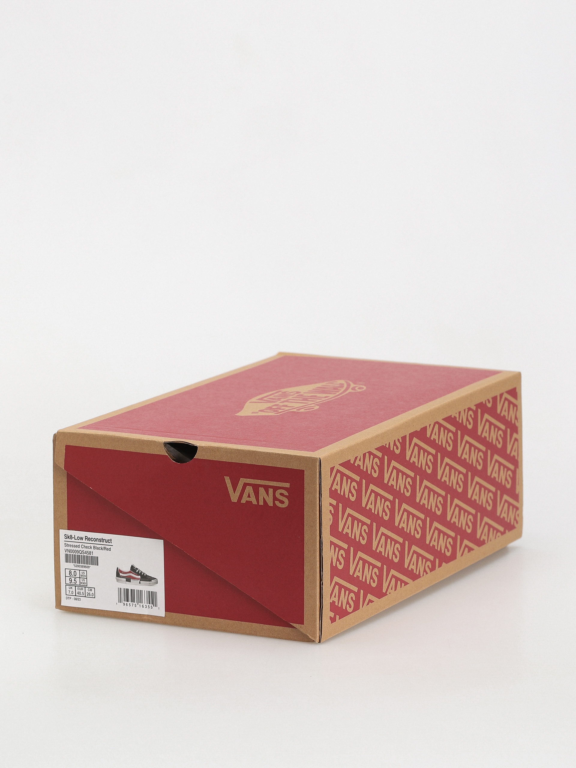 Vans Sk8 Low Reconstruct Shoes (stressed check black/red)