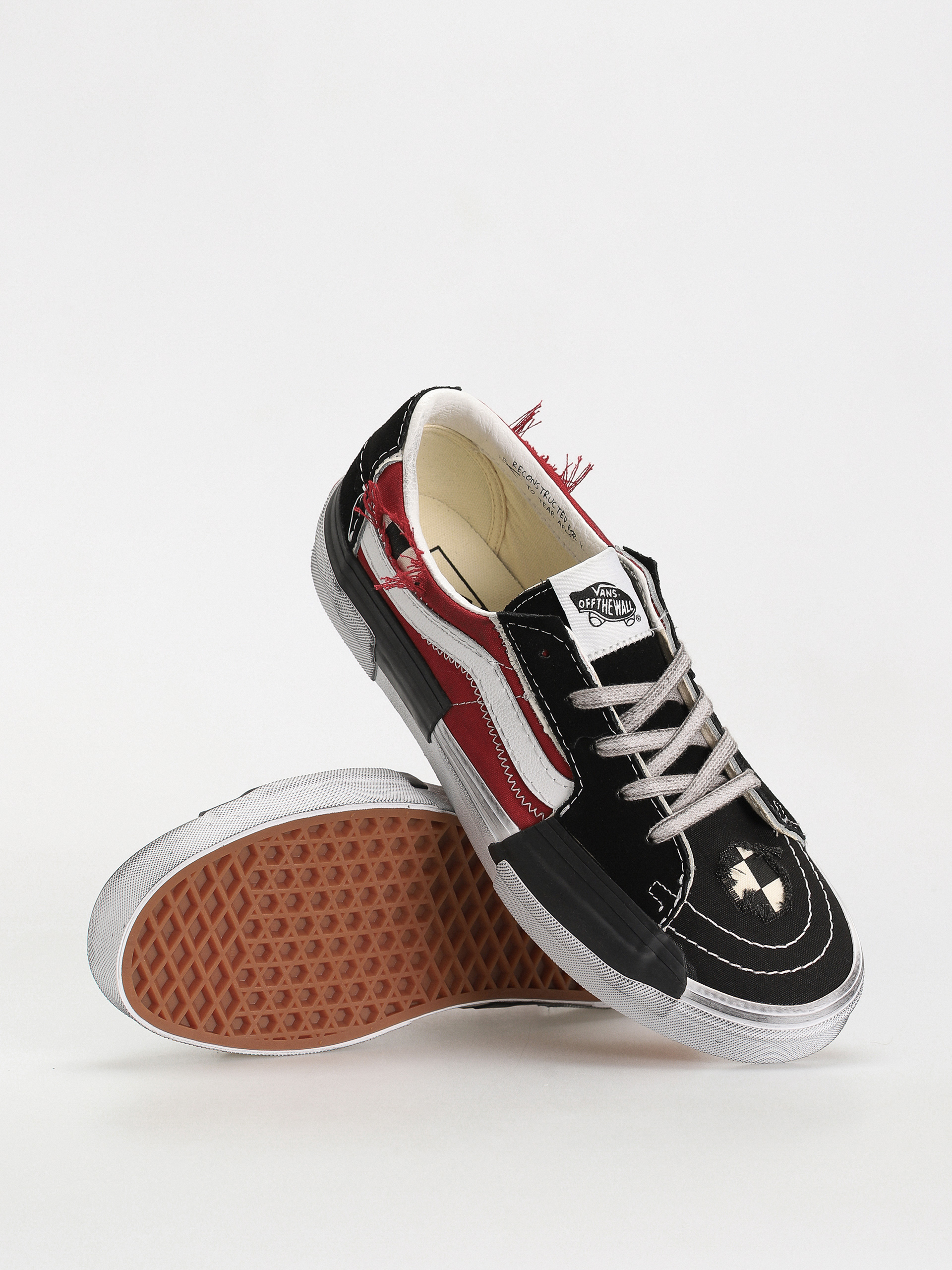 Vans Sk8 Low Reconstruct Shoes (stressed check black/red)