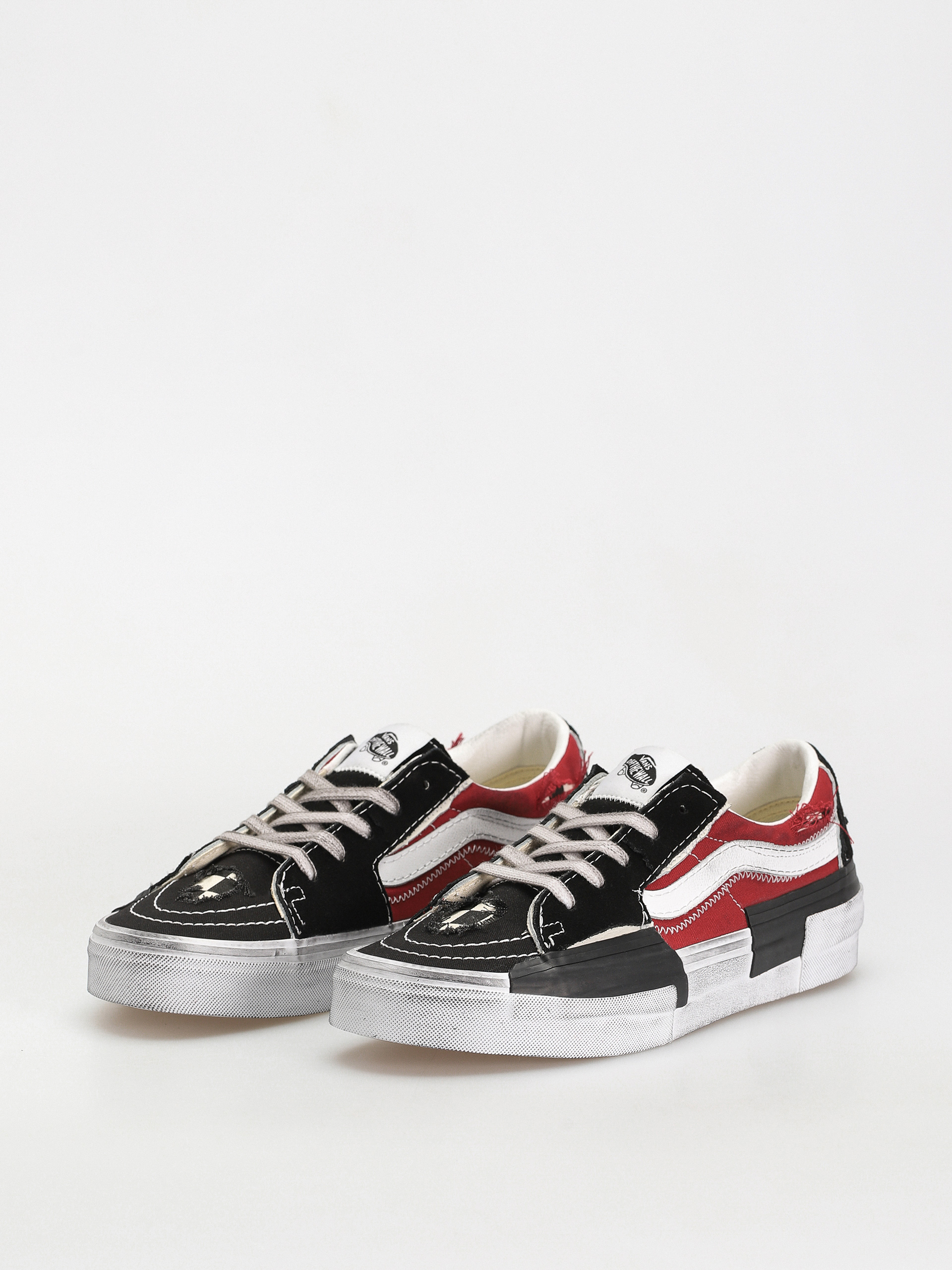 Vans Sk8 Low Reconstruct Shoes (stressed check black/red)