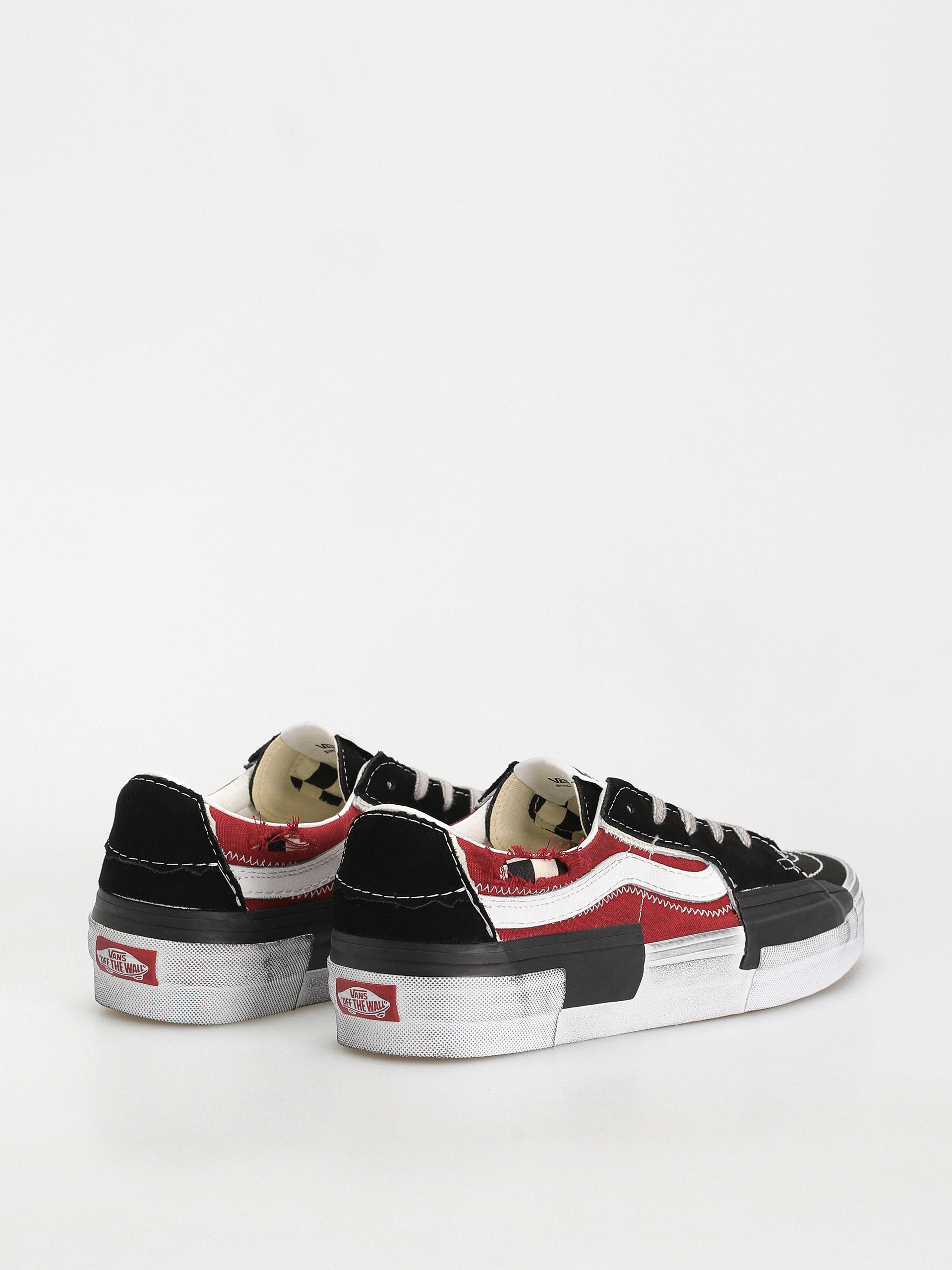 Vans Sk8 Low Reconstruct Shoes (stressed check black/red)