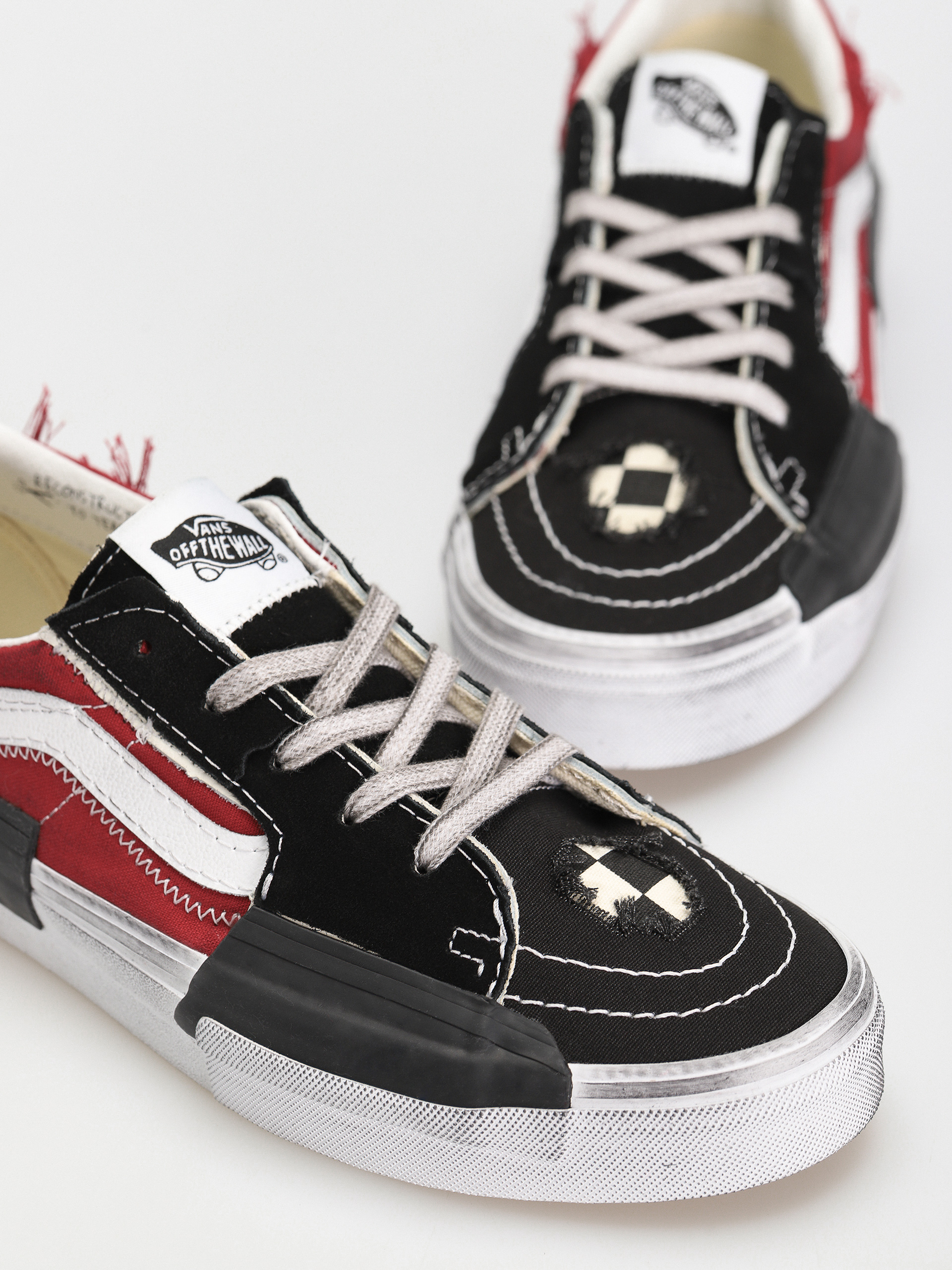Vans Sk8 Low Reconstruct Shoes (stressed check black/red)