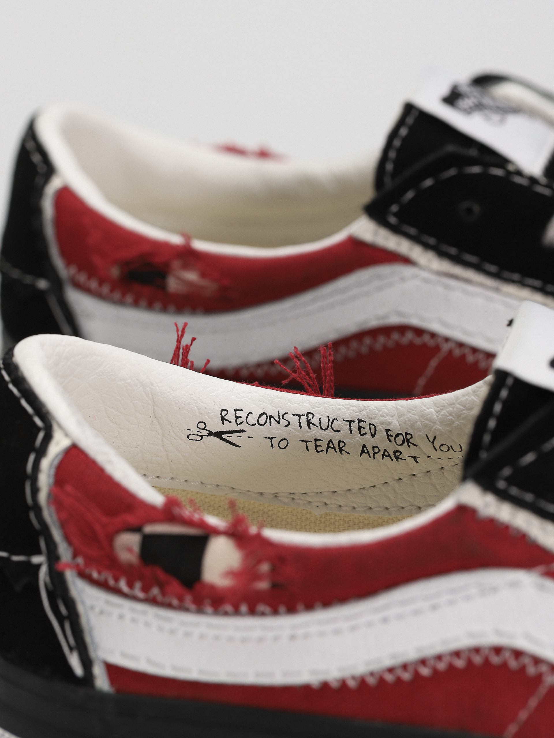 Vans Sk8 Low Reconstruct Shoes (stressed check black/red)
