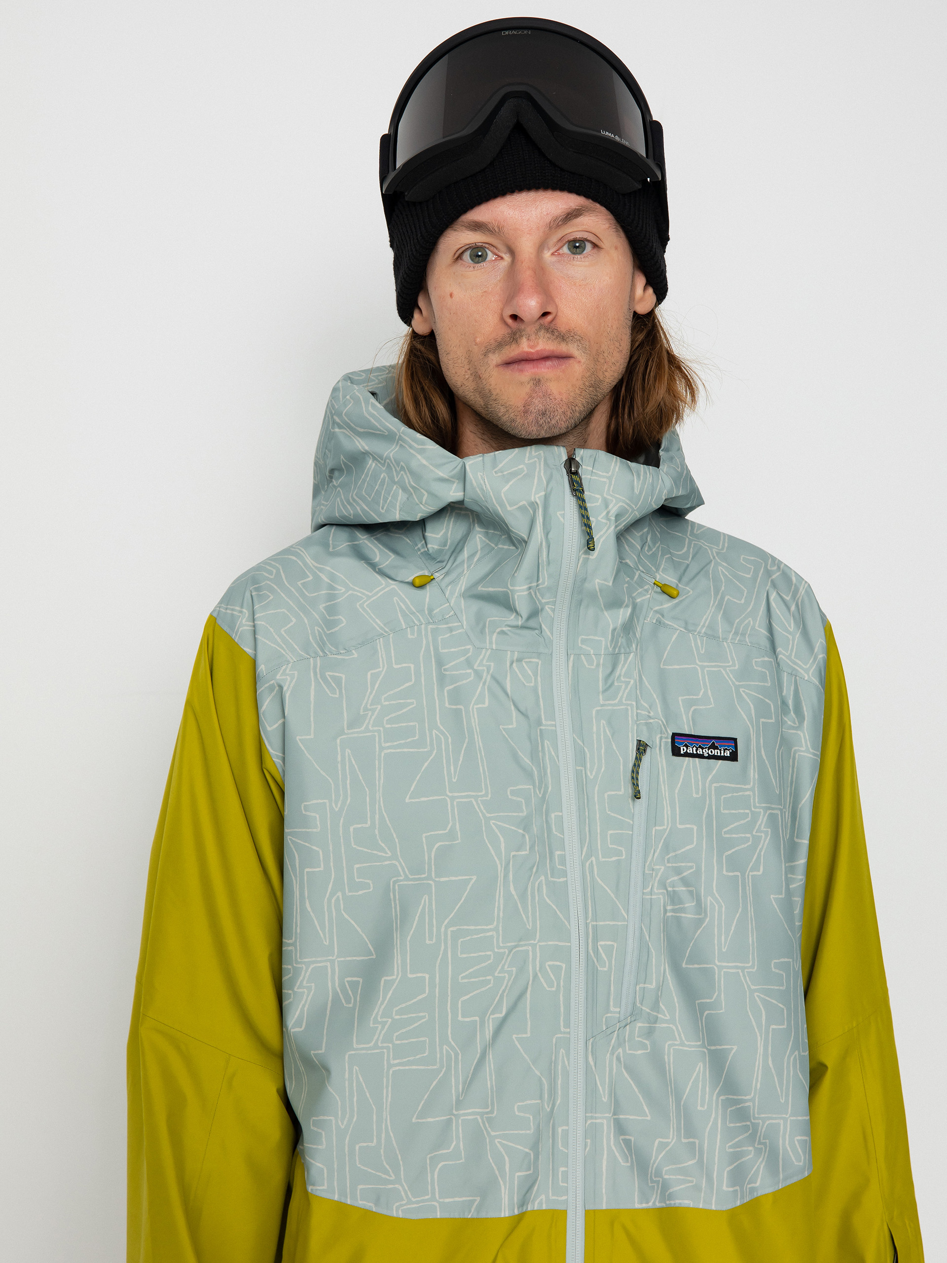 Mens Patagonia Powder Town Snowboard jacket (passage/sleet green)