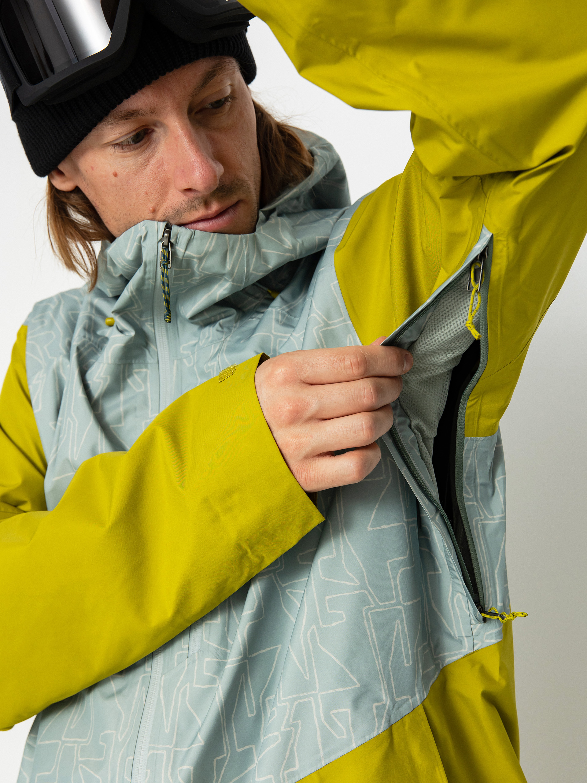 Mens Patagonia Powder Town Snowboard jacket (passage/sleet green)