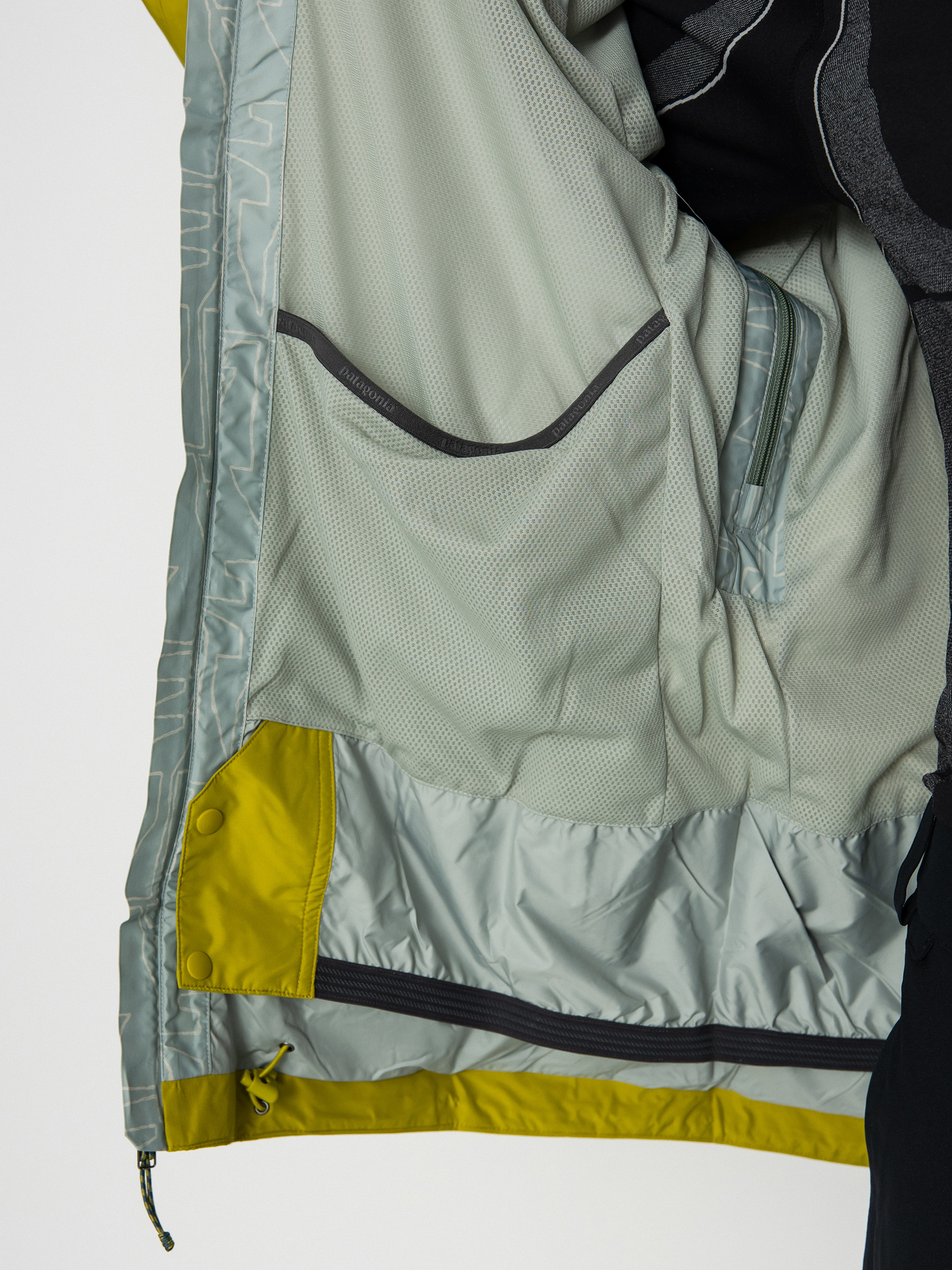 Mens Patagonia Powder Town Snowboard jacket (passage/sleet green)