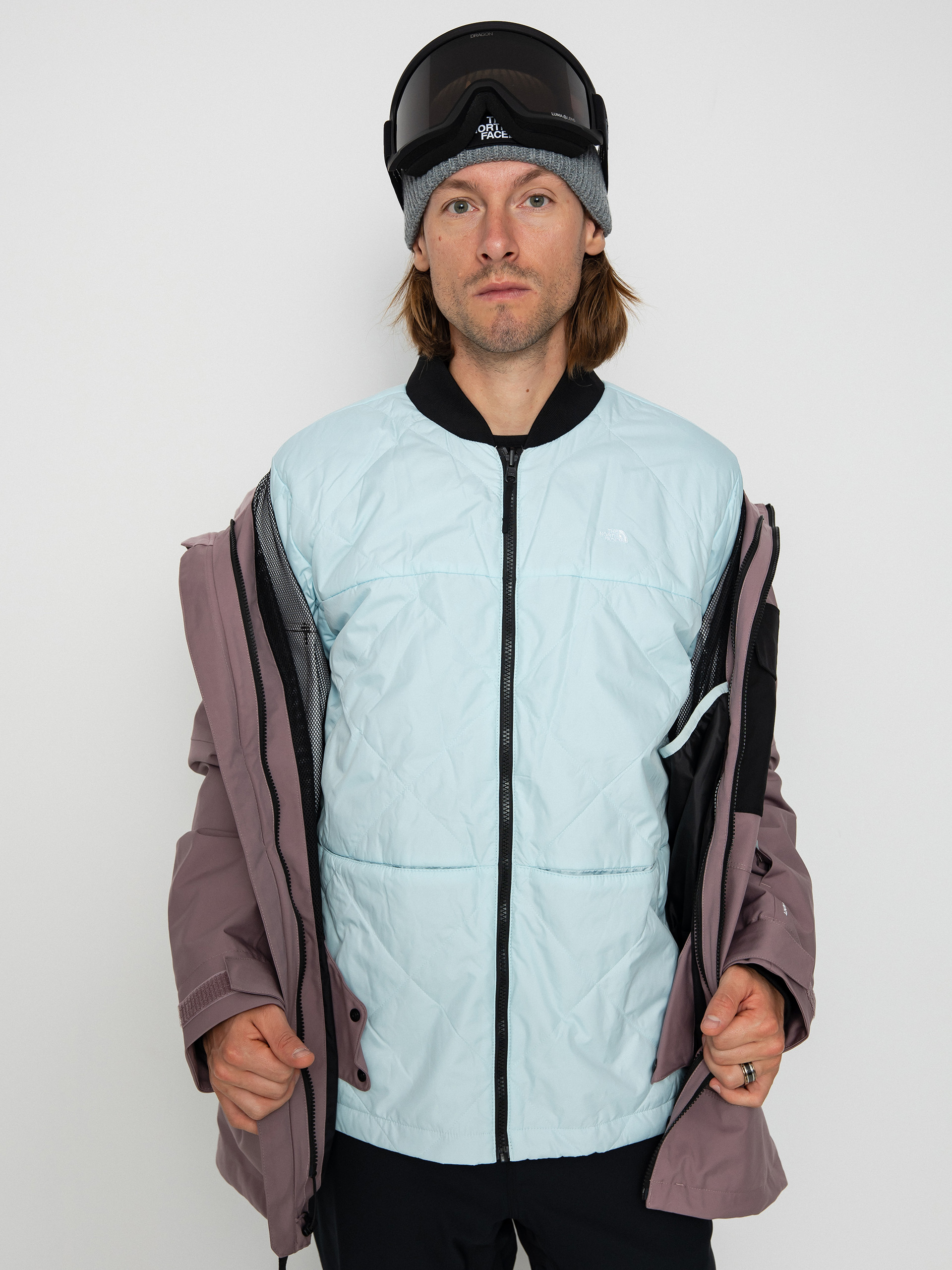 Mens The North Face Fourbarrel Triclimate Snowboard jacket (fawn grey/icecap blue)