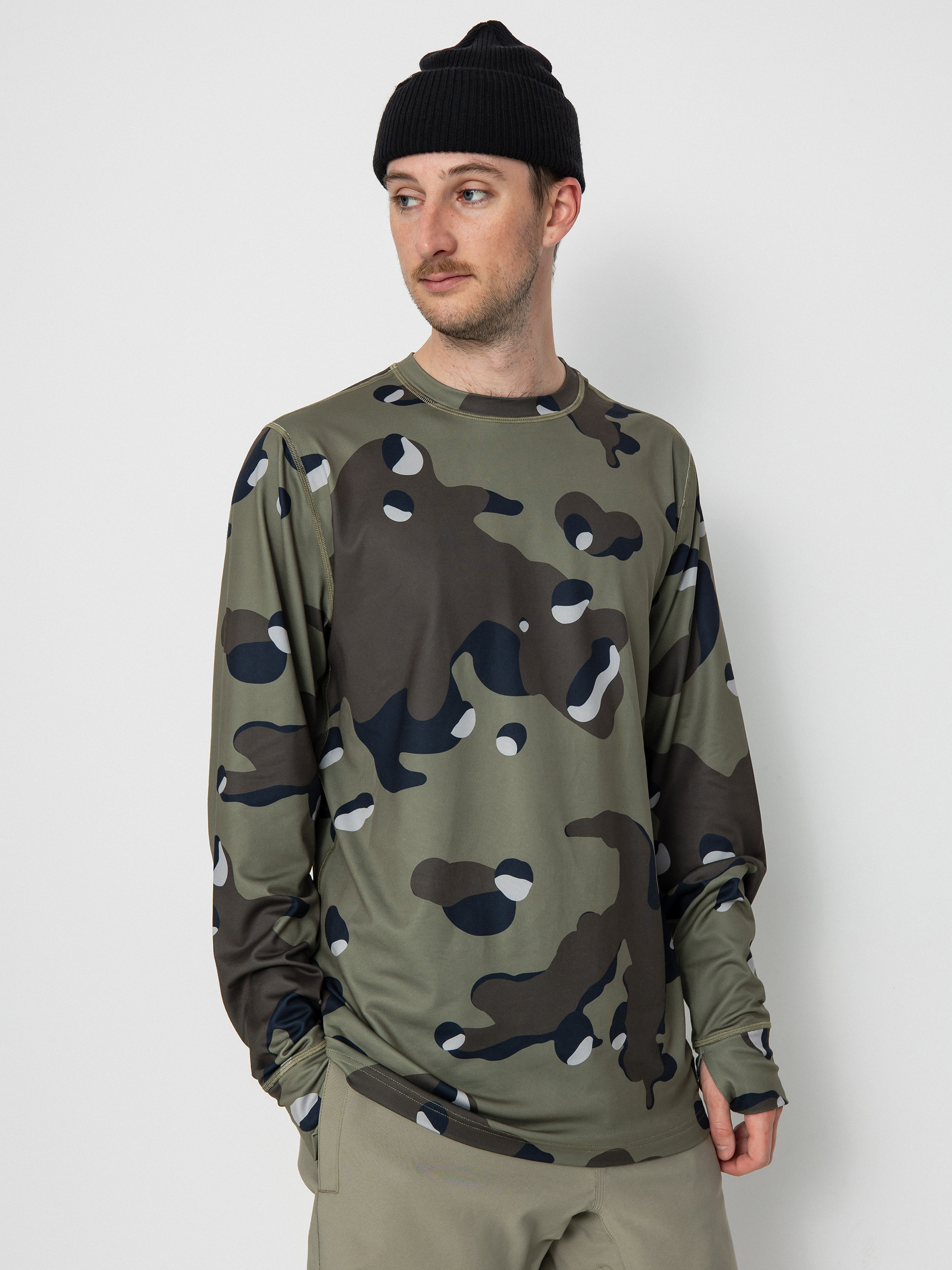 Mens Burton Midweight Base Layer Crewneck Longsleeve (forest moss cookie camo)