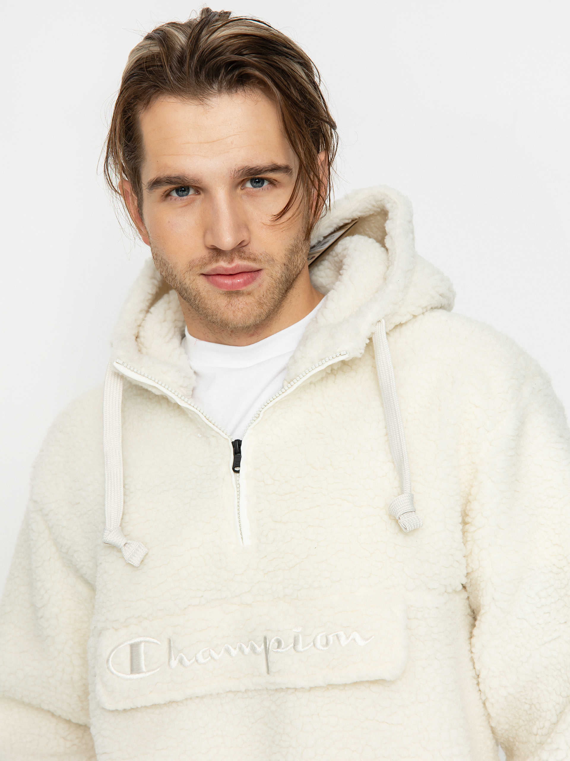 Fleece Champion White Pullover Hoodie Soft Fleece Hoodie White