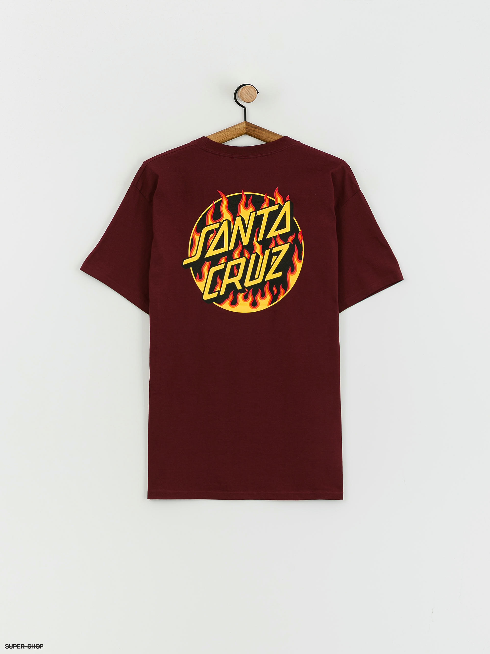 Santa Cruz X Thrasher Flame Dot T shirt burgundy