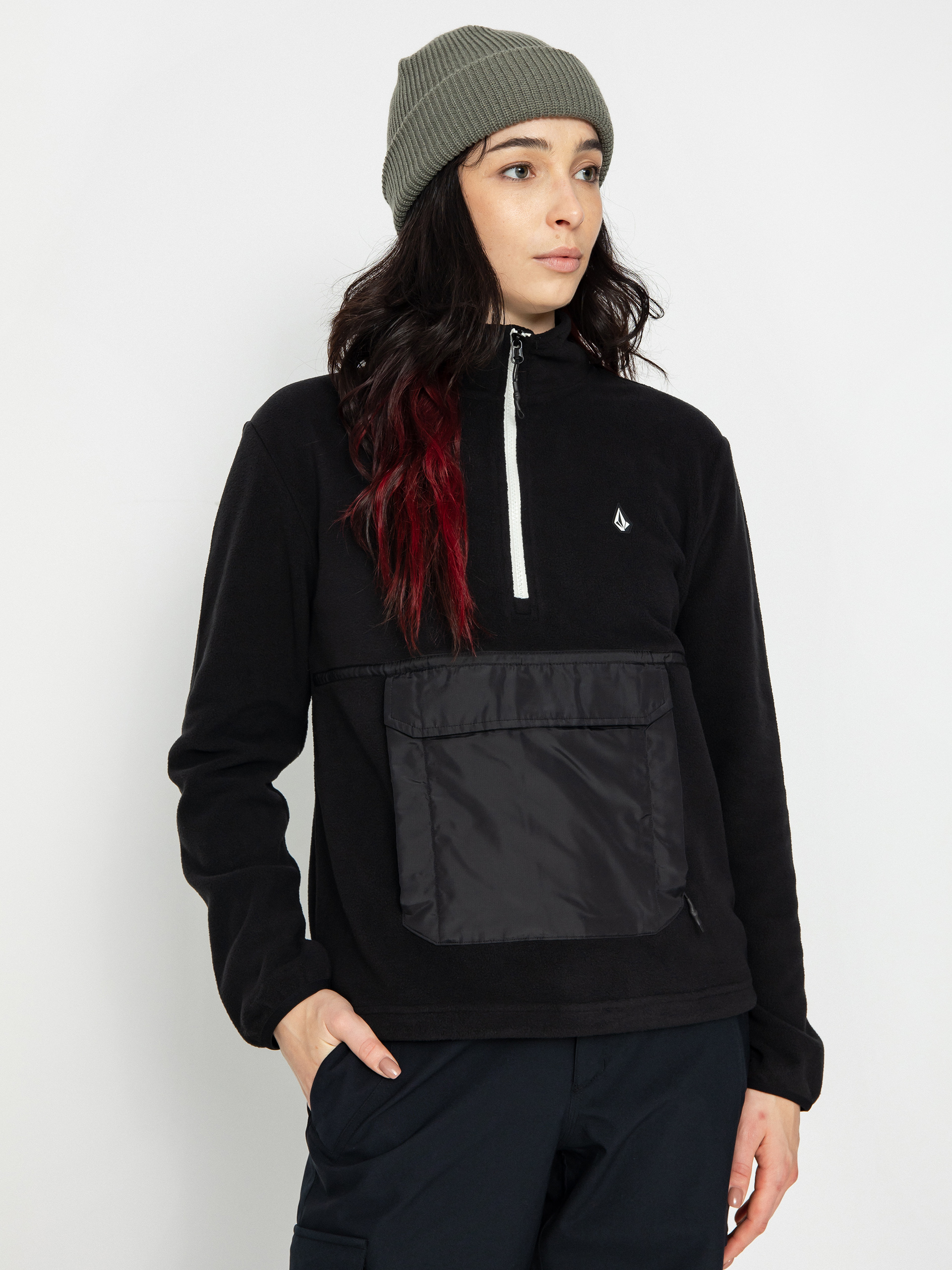 Womens Volcom Polar 1/2 Zip Active sweatshirt (black)