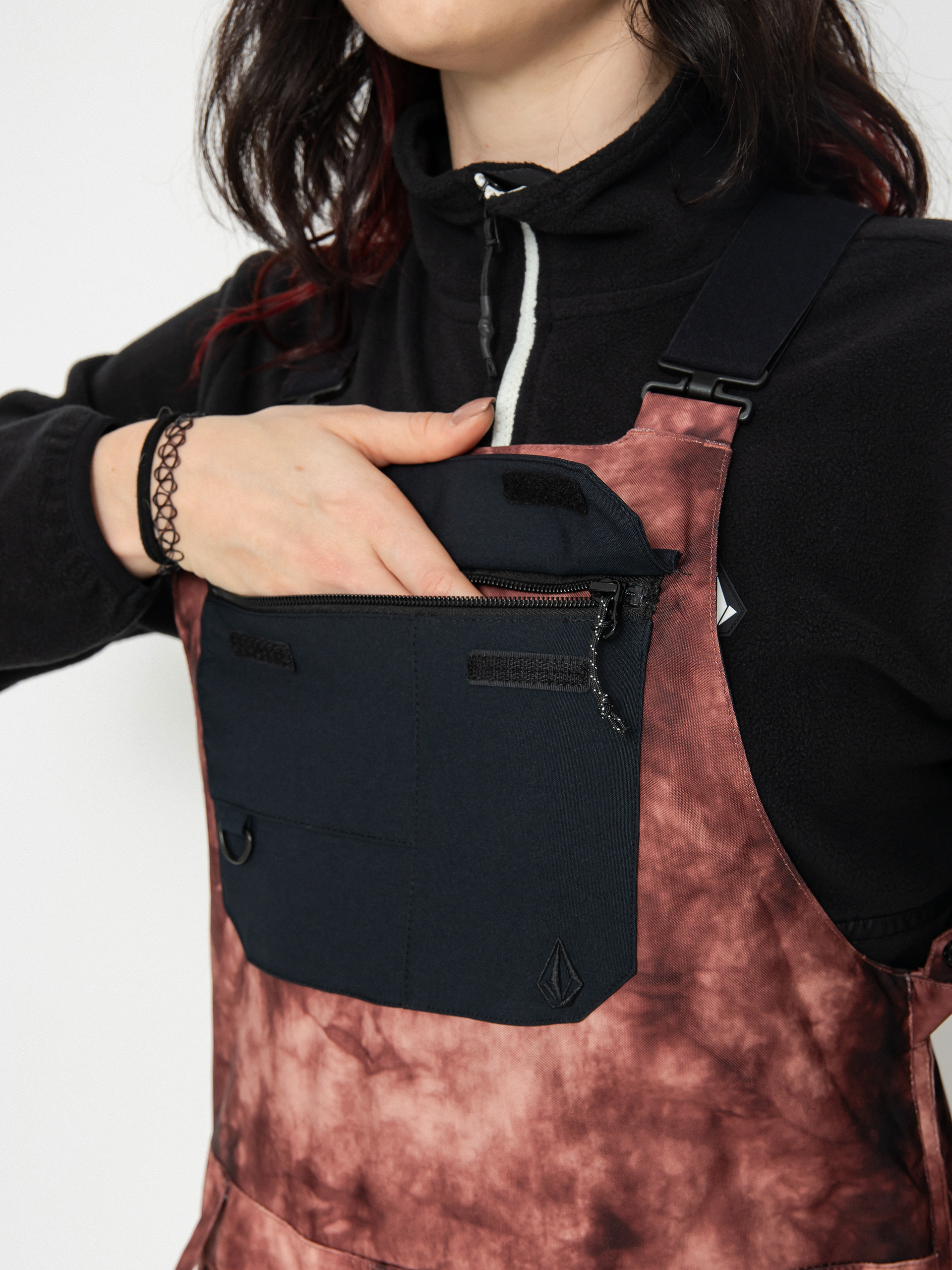 Womens Volcom Creston 3Dstretch Bib Overall Snowboard pants (pink salt wash)