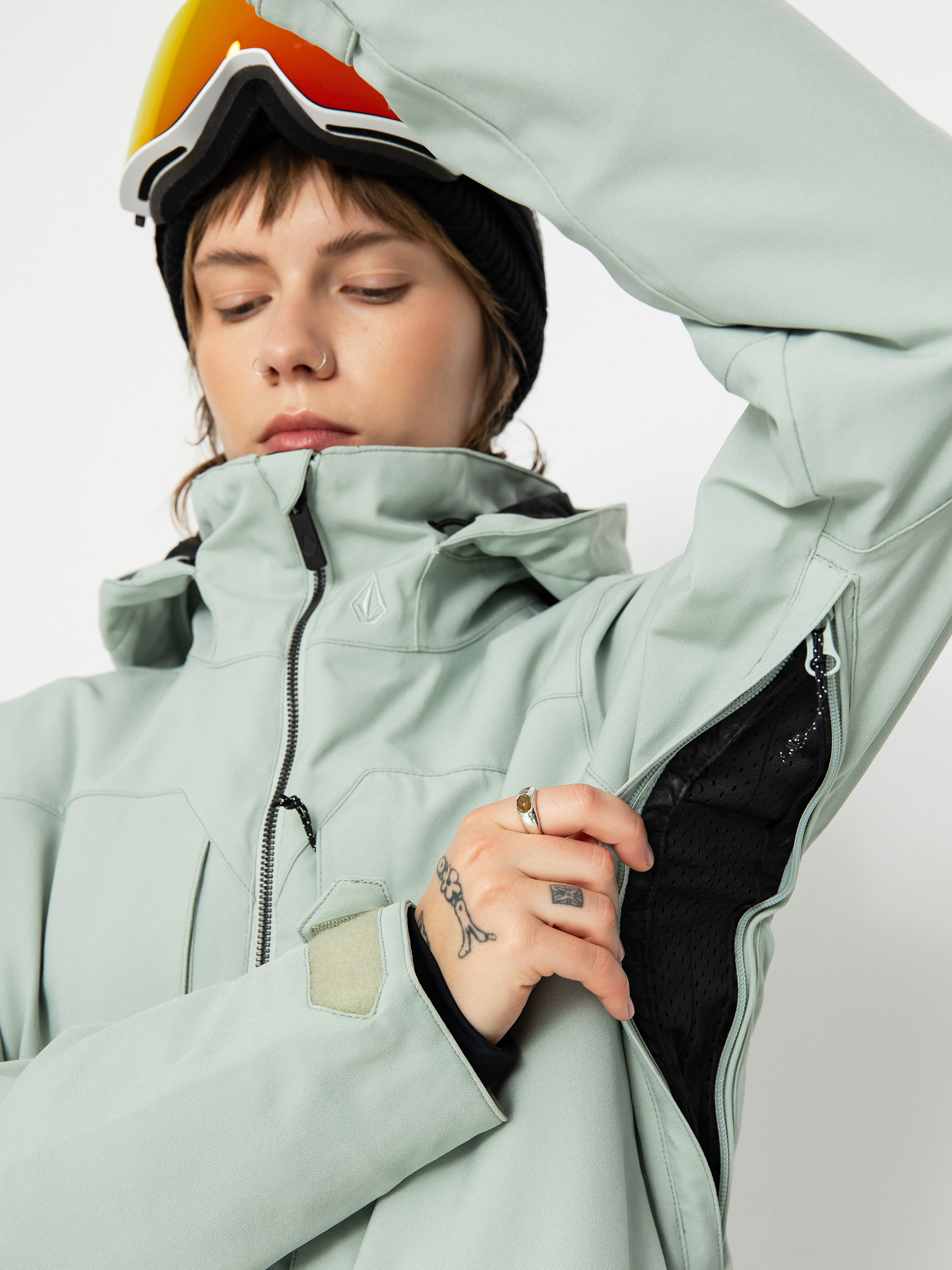 Damen Volcom Shelter 3D Stretch Snowboardjacke (sage frost)