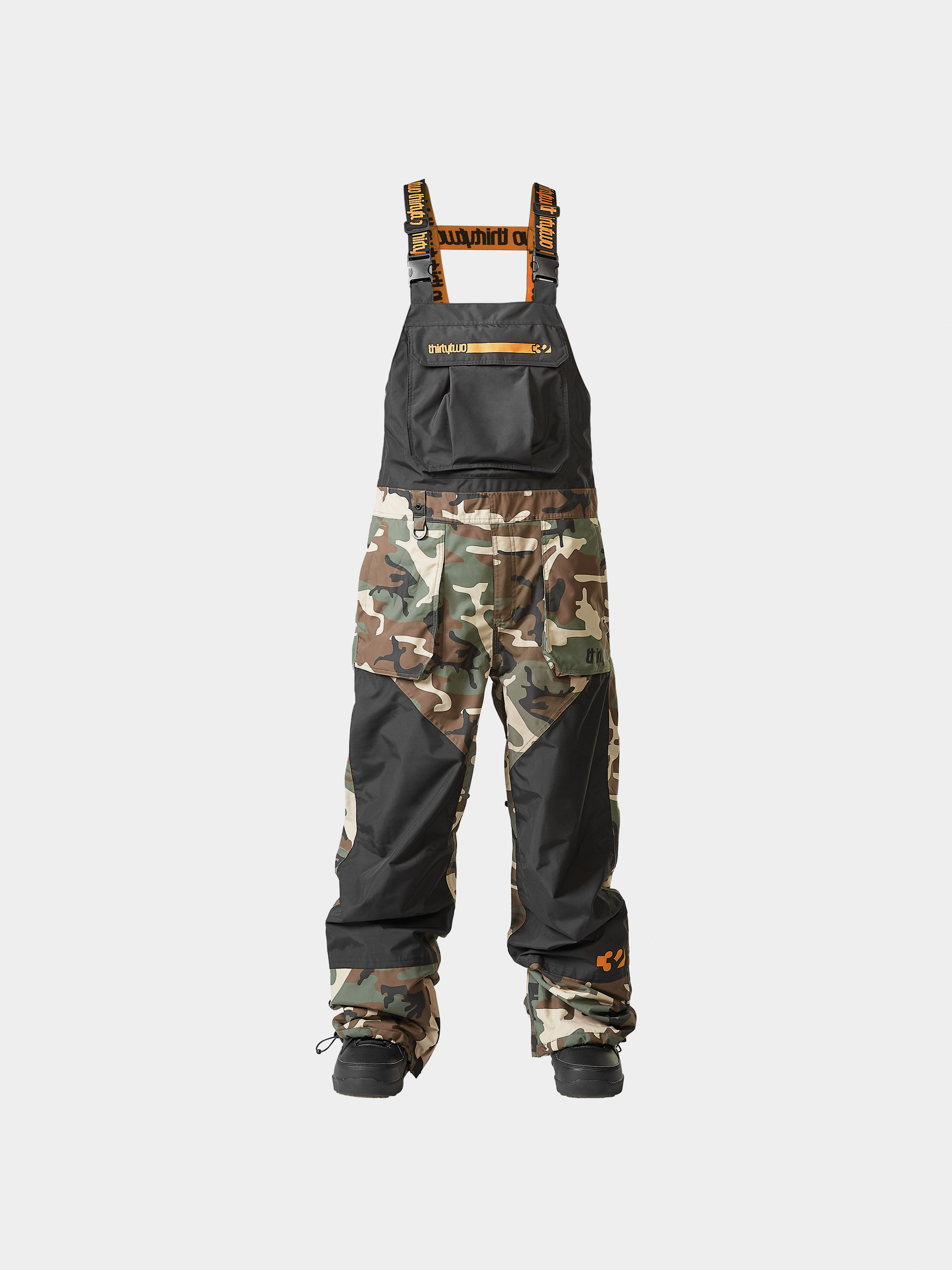 Mens ThirtyTwo Basement Bib Snowboard pants (black/camo)