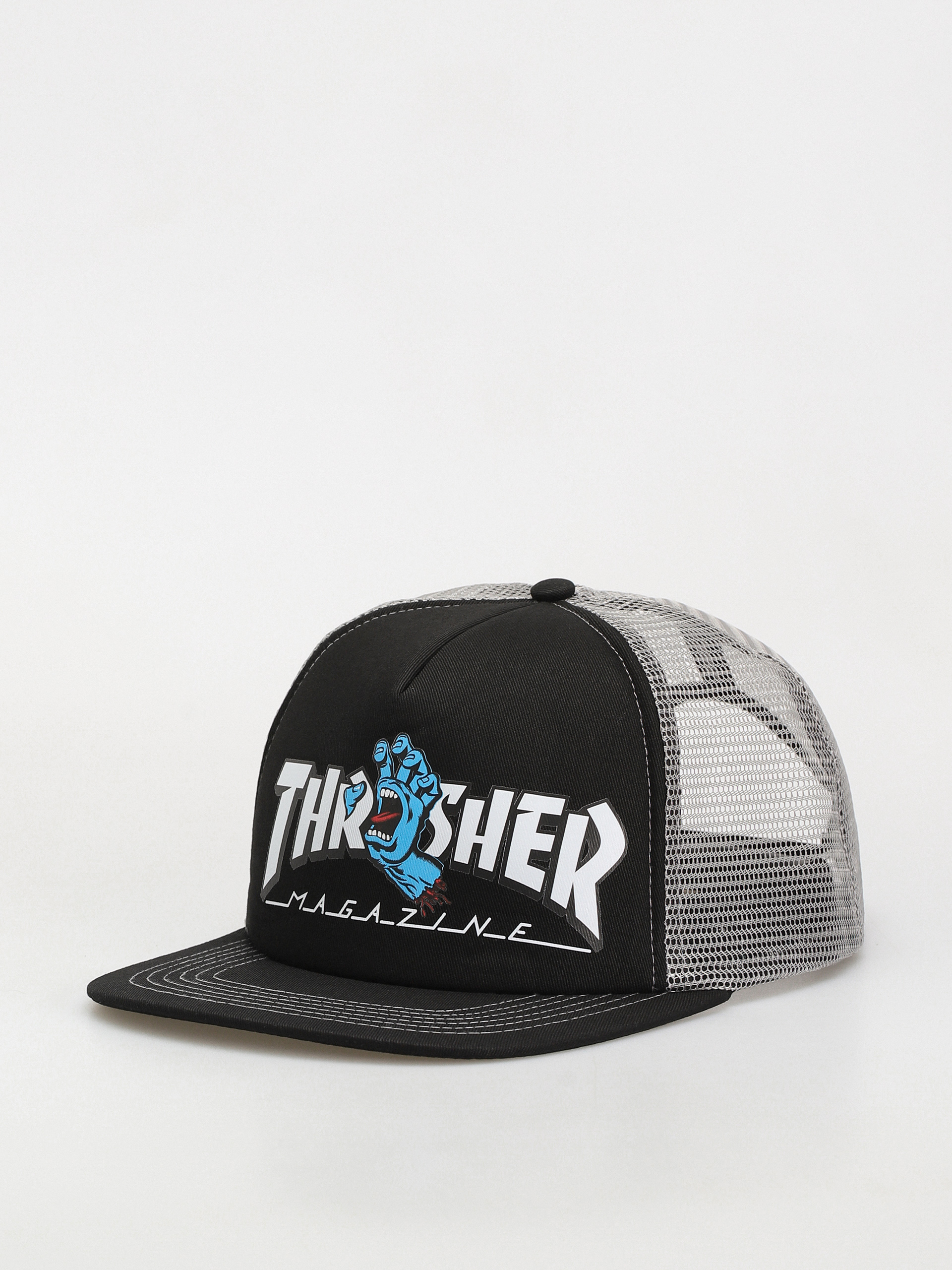 Santa Cruz X Thrasher Screaming Logo Mesh Trucker Cap (black/grey)