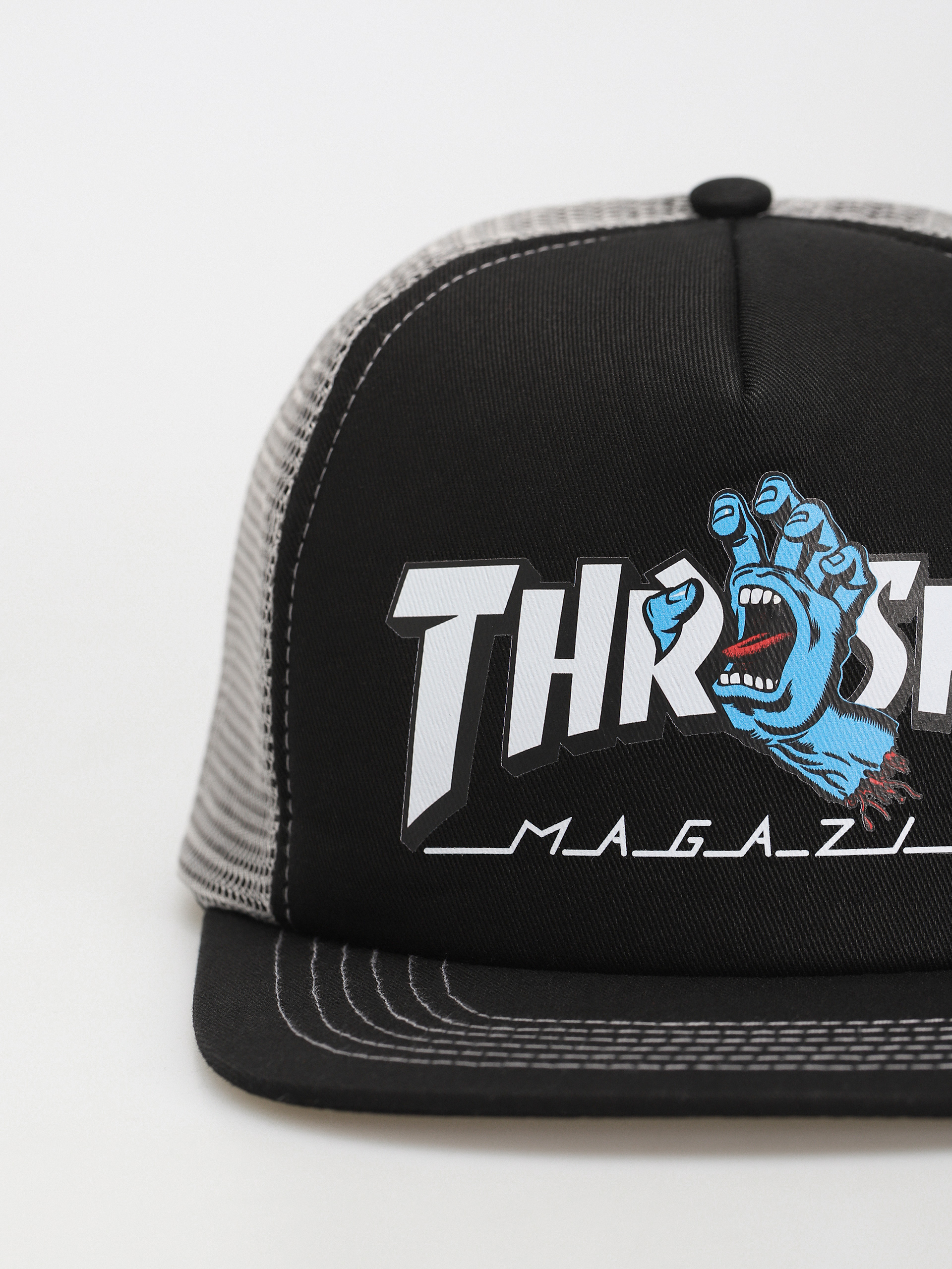 Thrasher Logo Mesh Cap – Berretto Uomo Stile Trucker Nero/Grigio