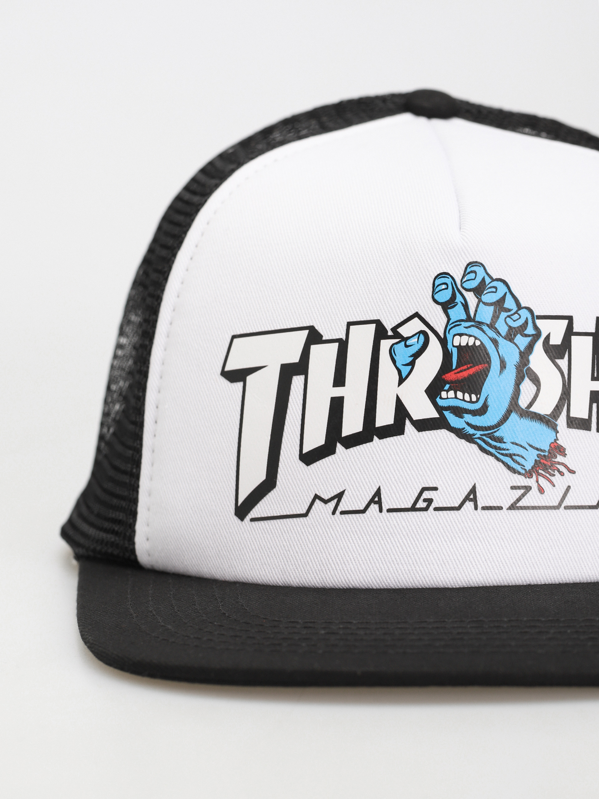 Santa Cruz X Thrasher Screaming Logo Mesh Trucker Cap (white/black)