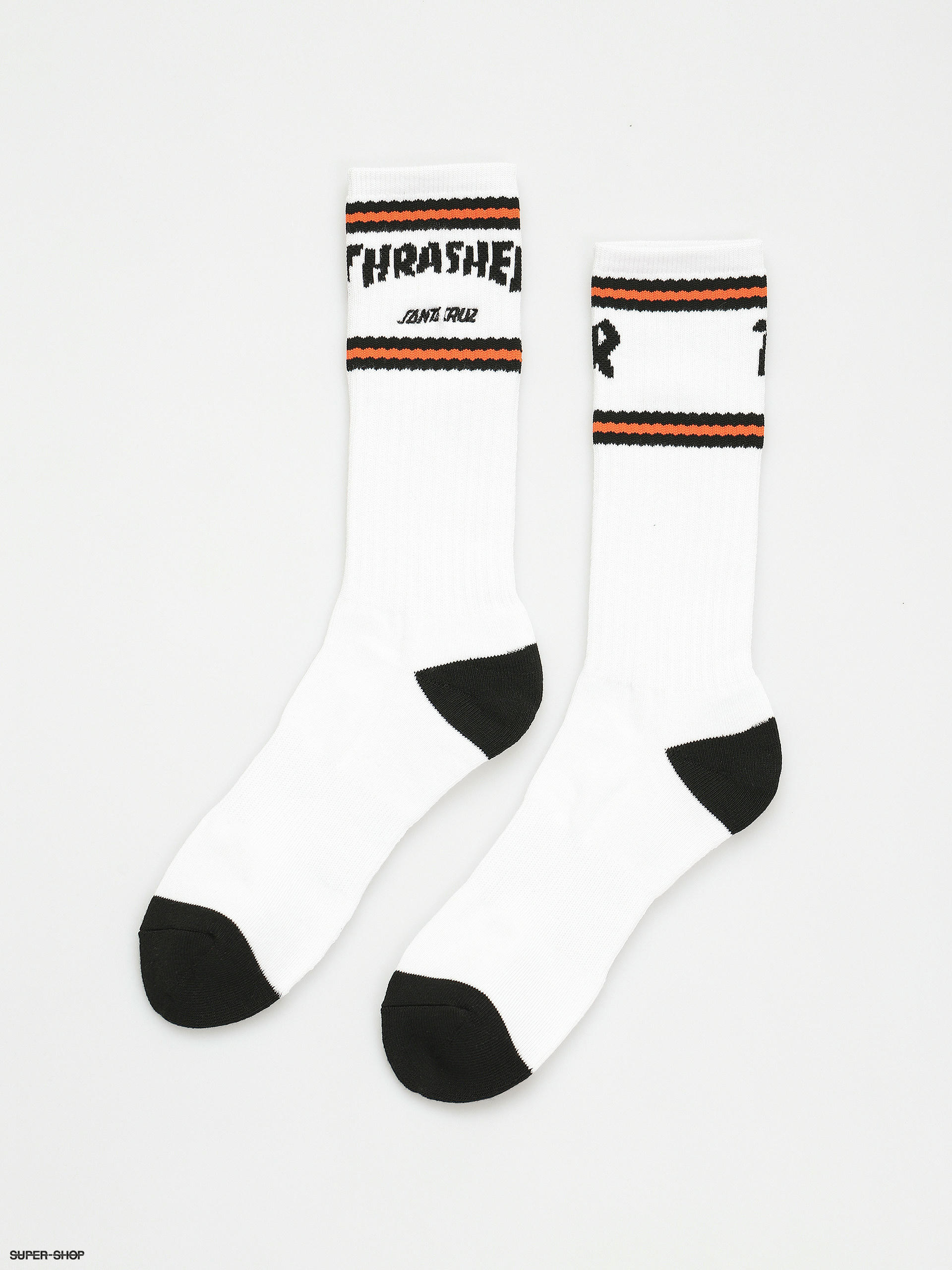 Santa Cruz X Thrasher Sc Strip Crew Socks white