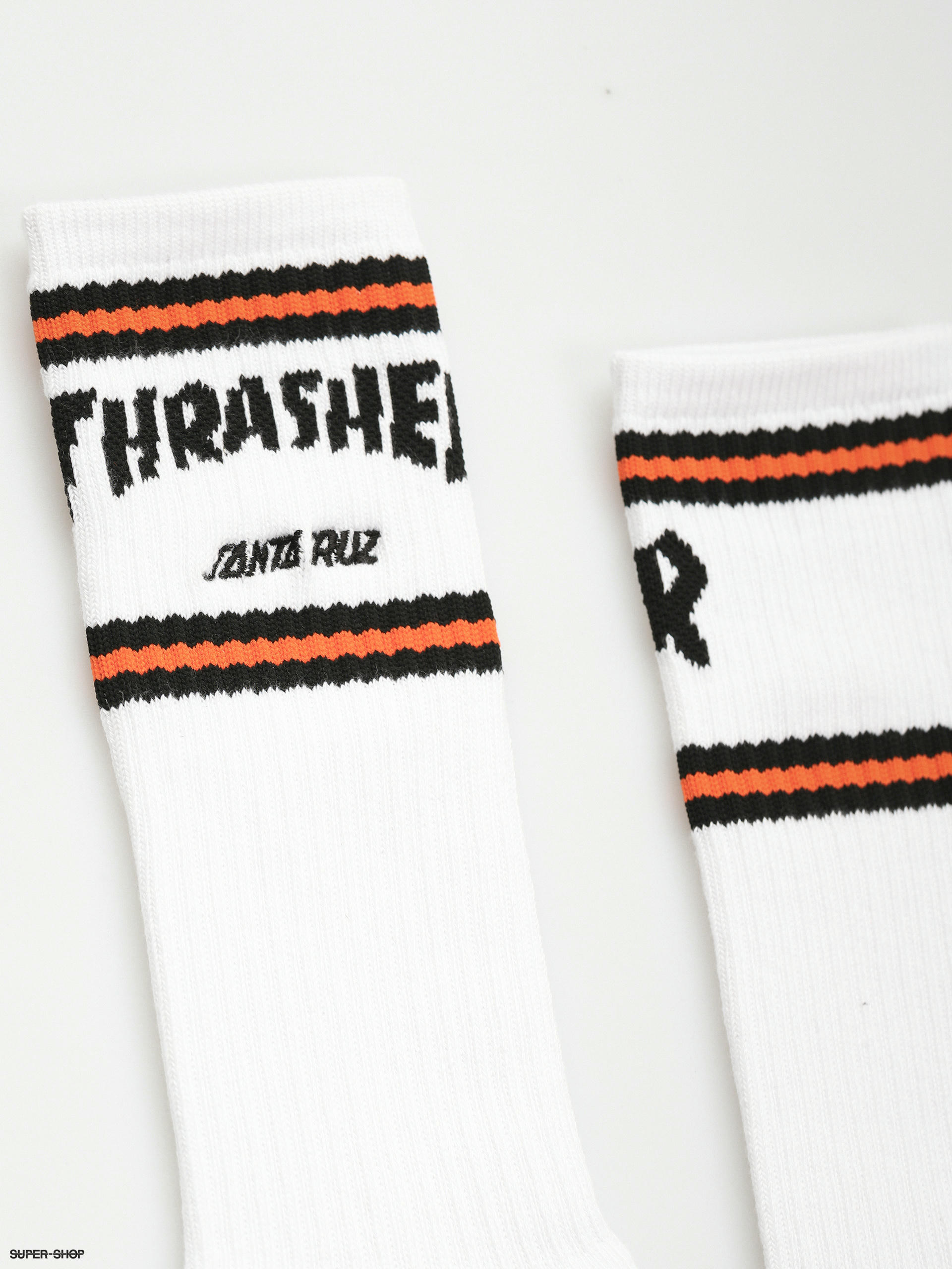 Santa Cruz X Thrasher Sc Strip Crew Socks (white)