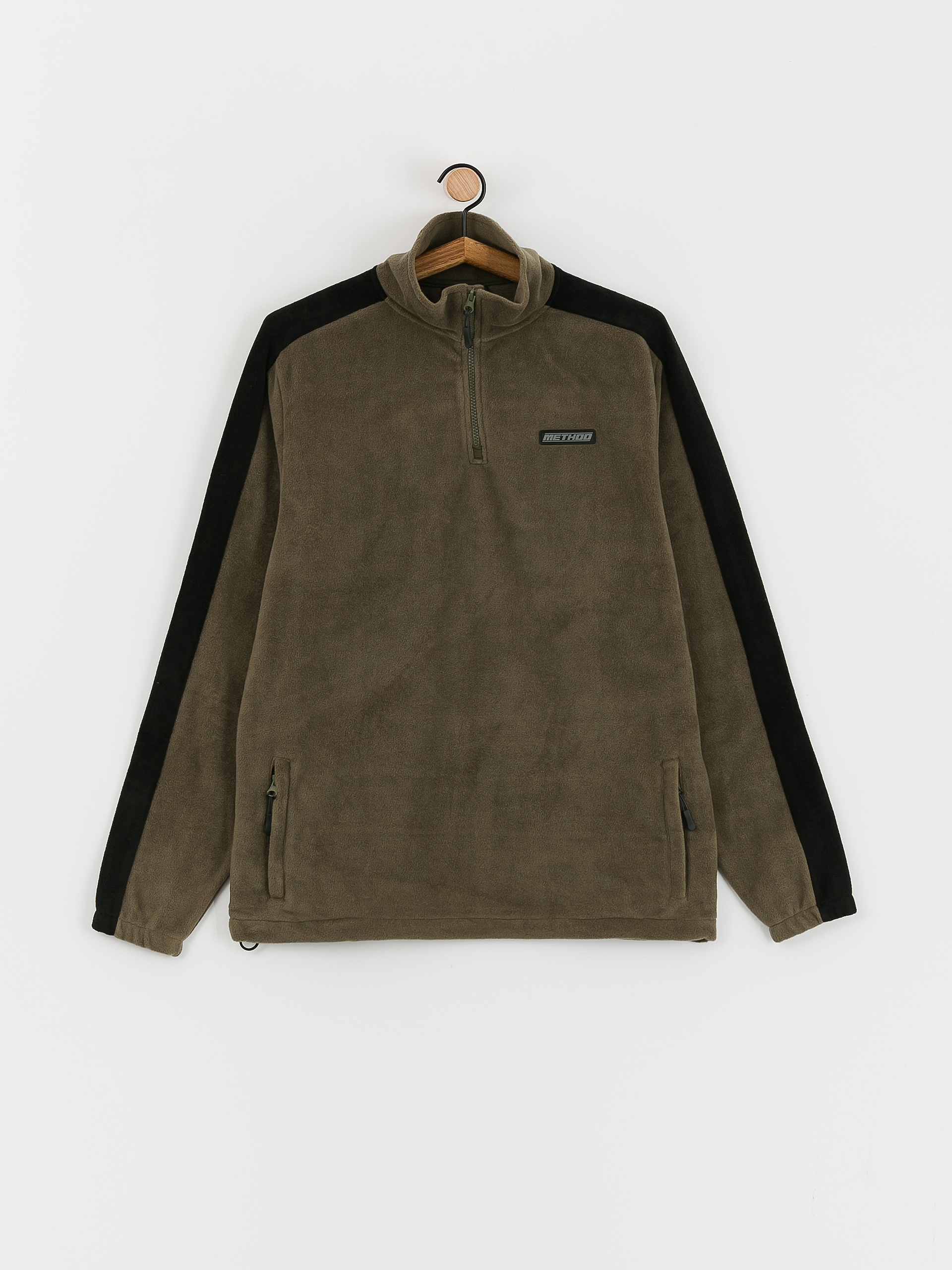 Mens Method Fast Times 1/4 Zip Fleece (khaki/black)
