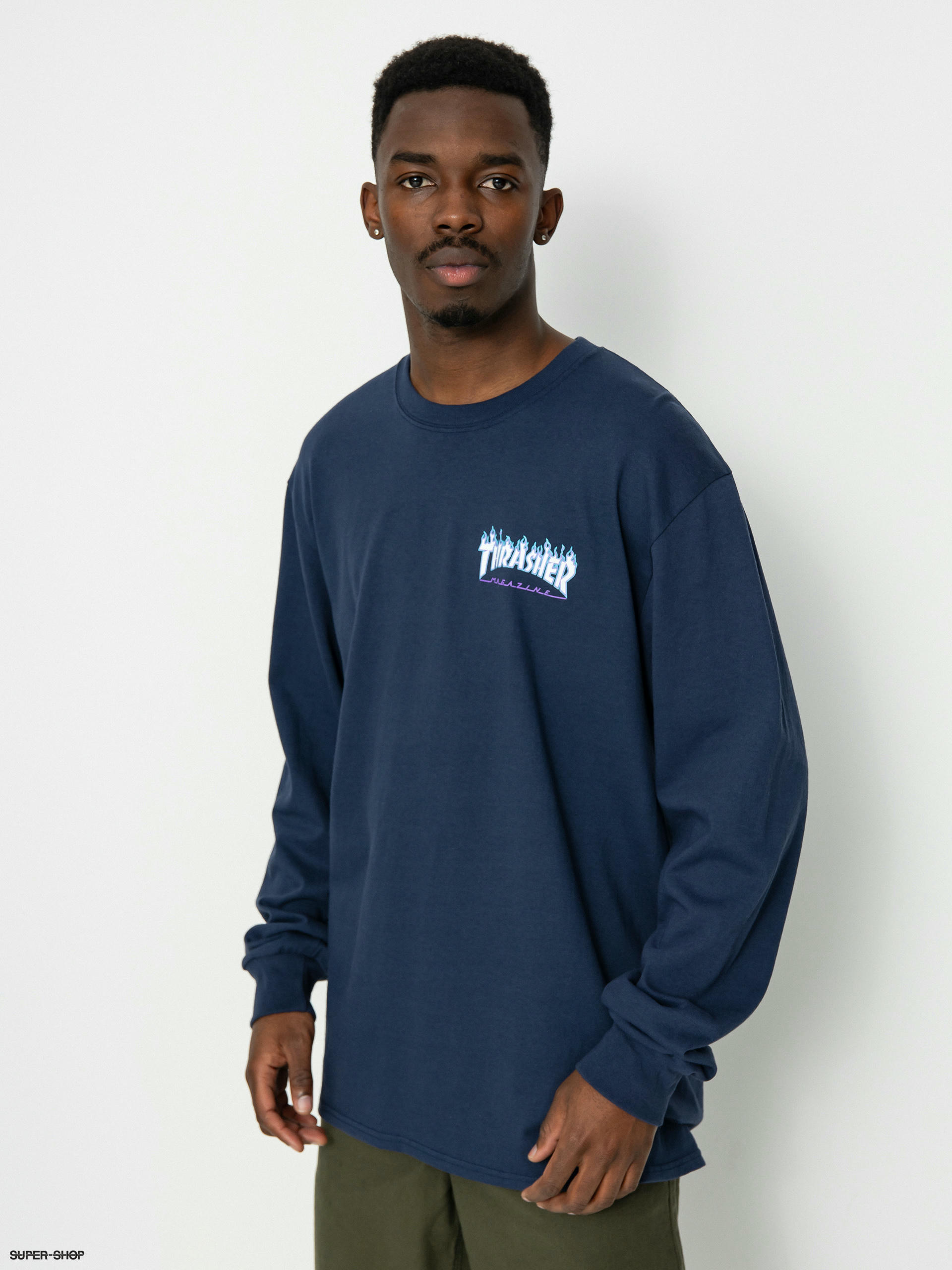 Santa Cruz X Thrasher Flame Dot Longsleeve navy