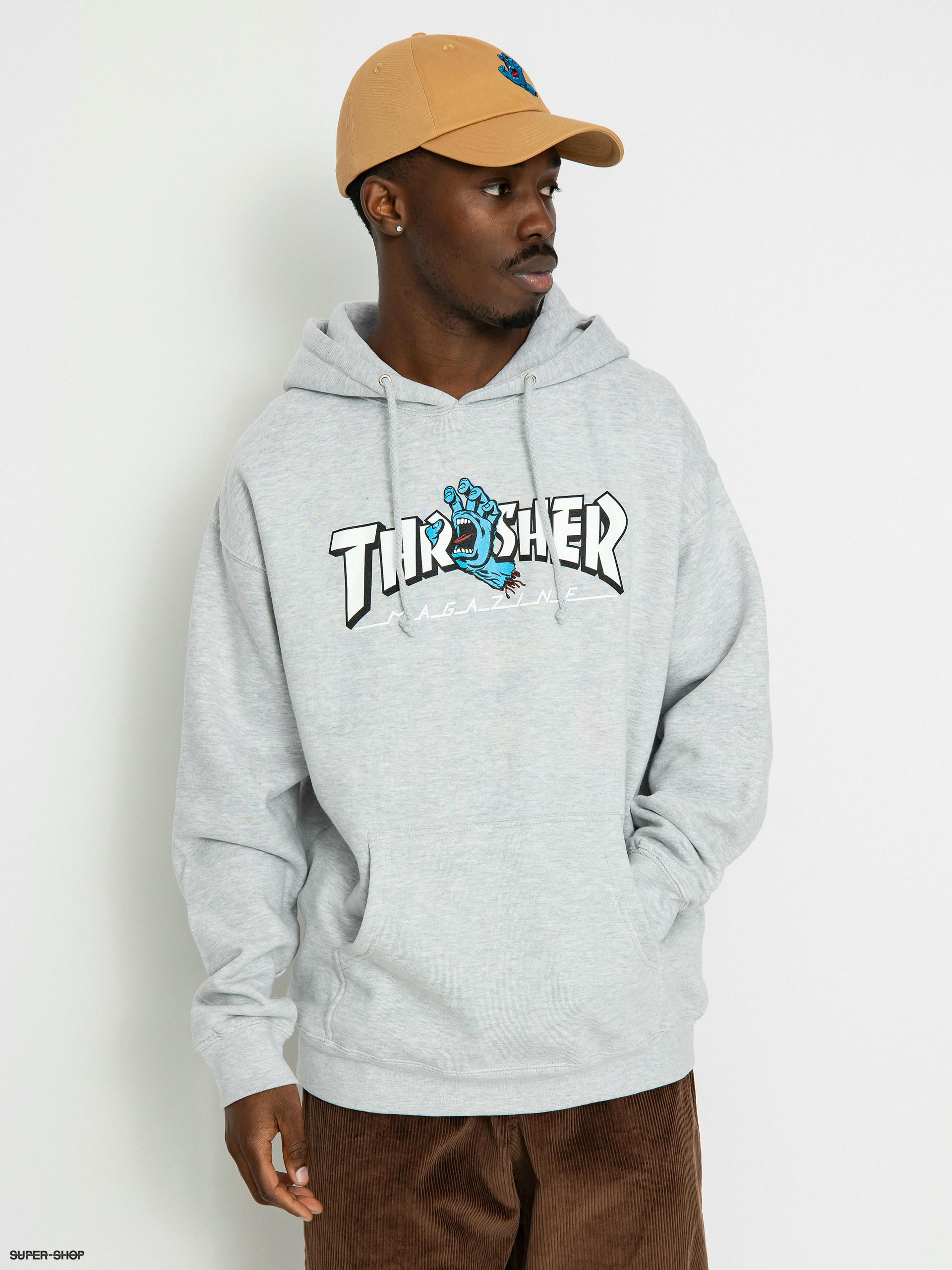 Santa Cruz X Thrasher Screaming Logo HD Hoodie grey hthr