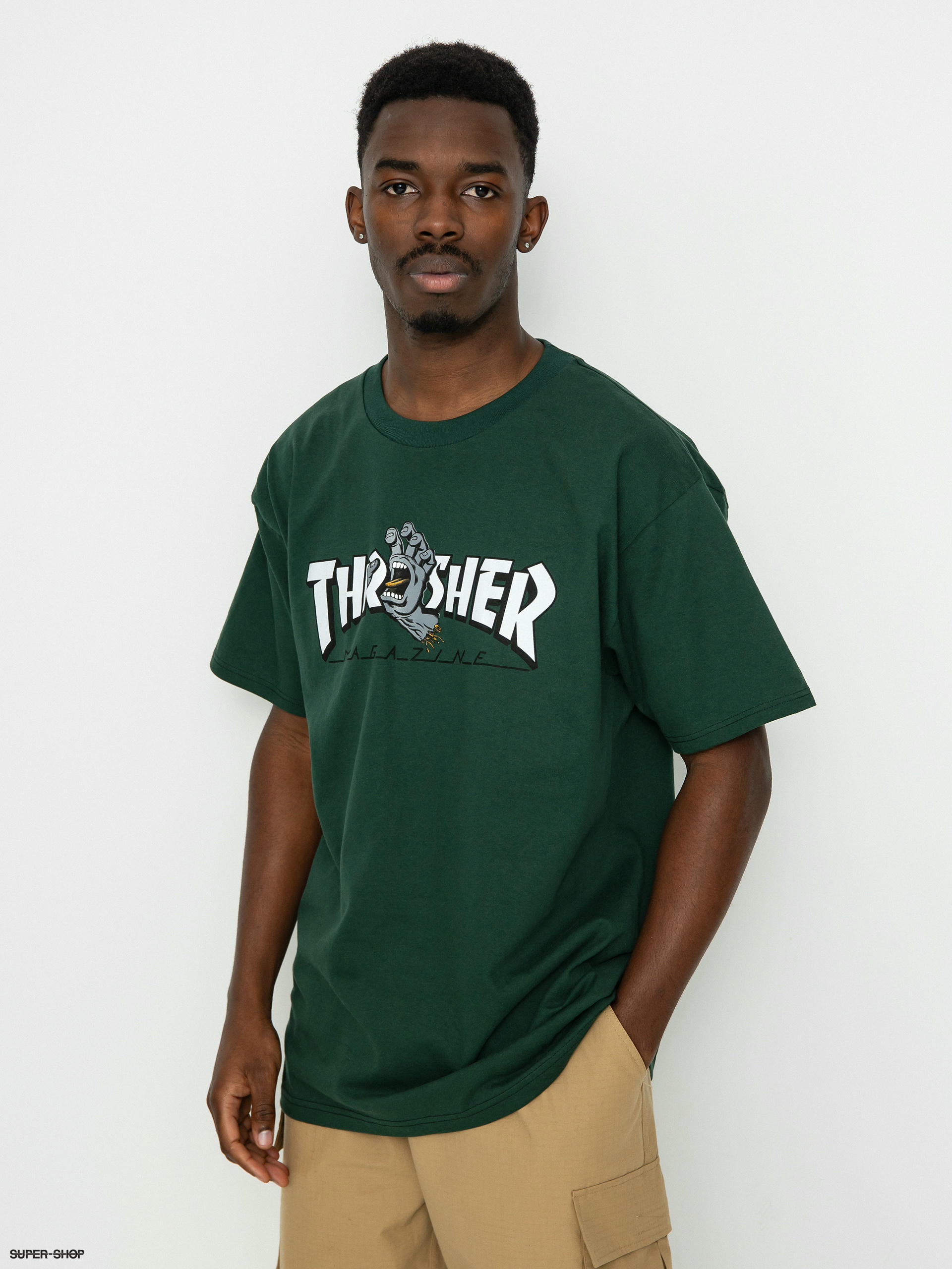 Santa Cruz X Thrasher Screaming Logo T shirt forest green