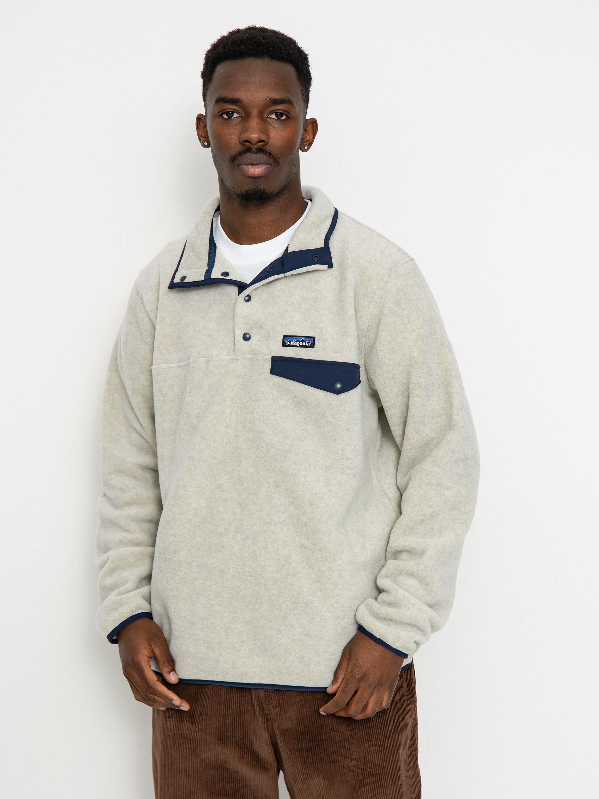 Mens Patagonia Lightweight Synchilla Snap T Fleece (oatmeal heather)