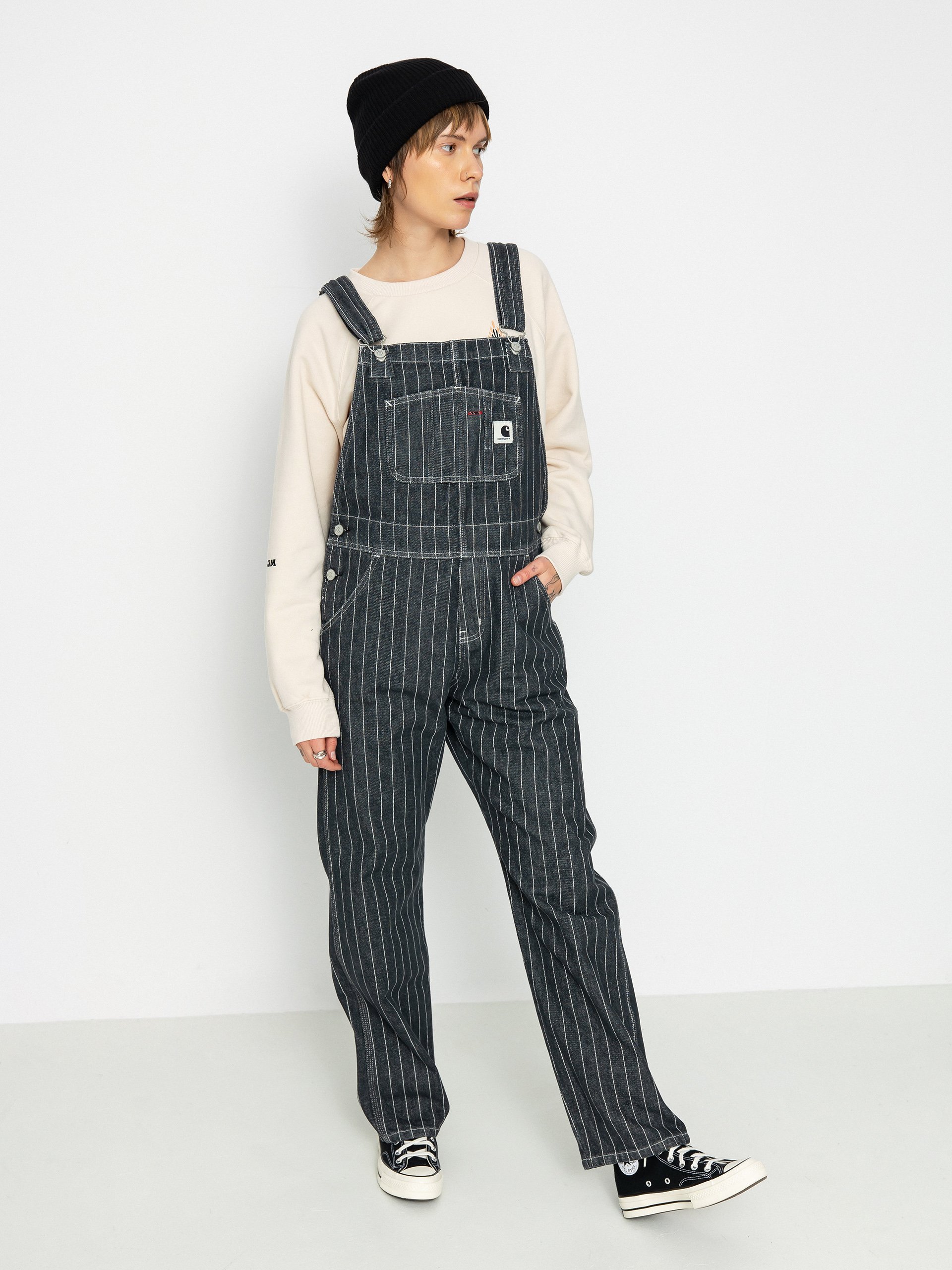 Carhartt WIP Orlean Bib Pants Wmn - black (orlean stripe/black/white)