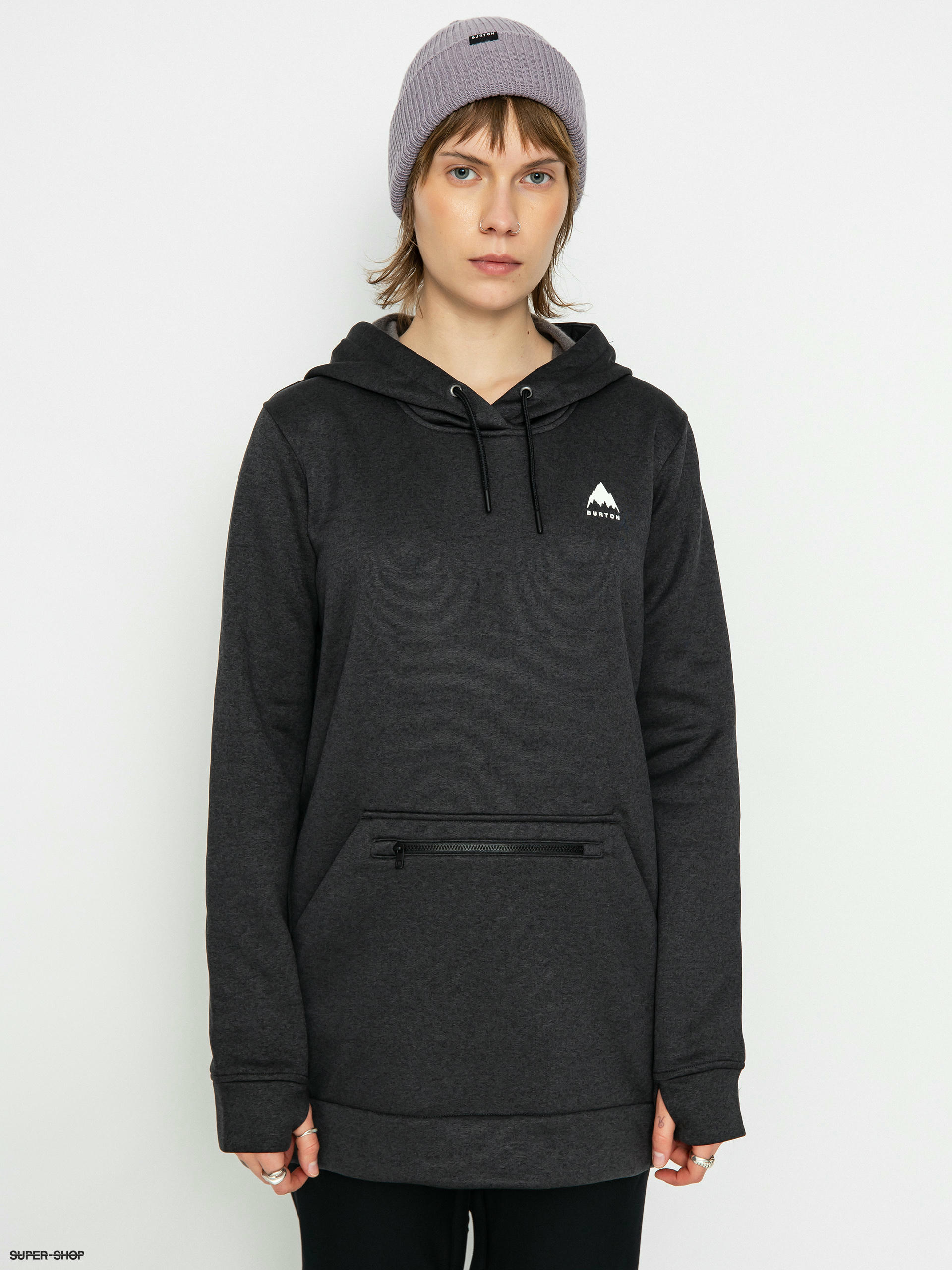 Burton Oak Long HD Hoodie Wmn true black heather