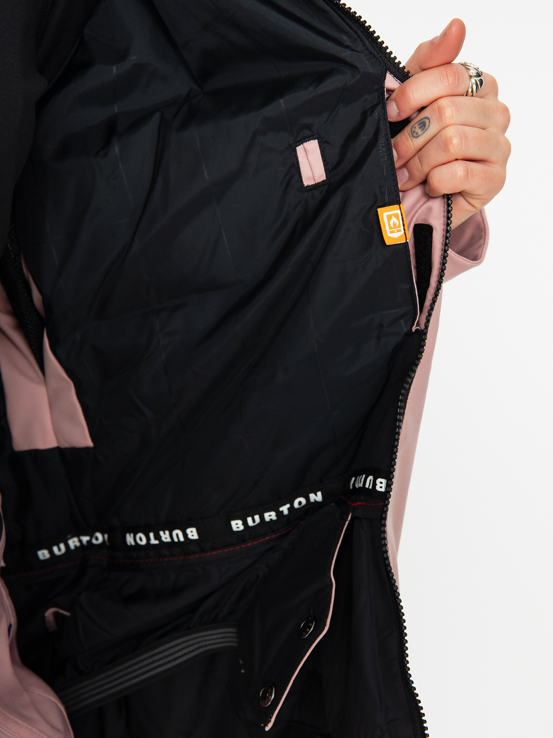 Damen Burton Lelah Snowboardjacke (true black/powder blush)