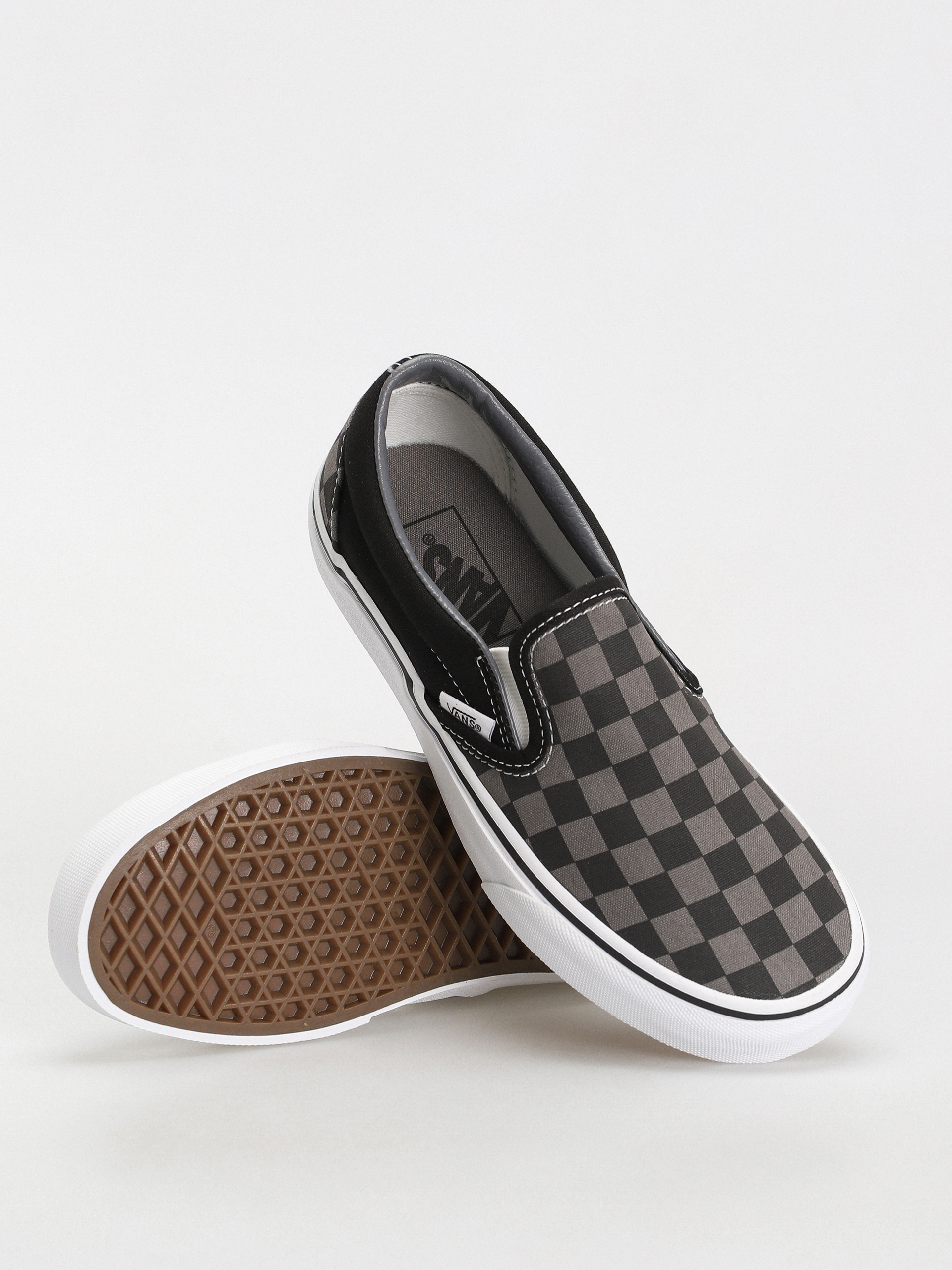 Vans Classic Slip On Shoes (black/pewter checkerboard)