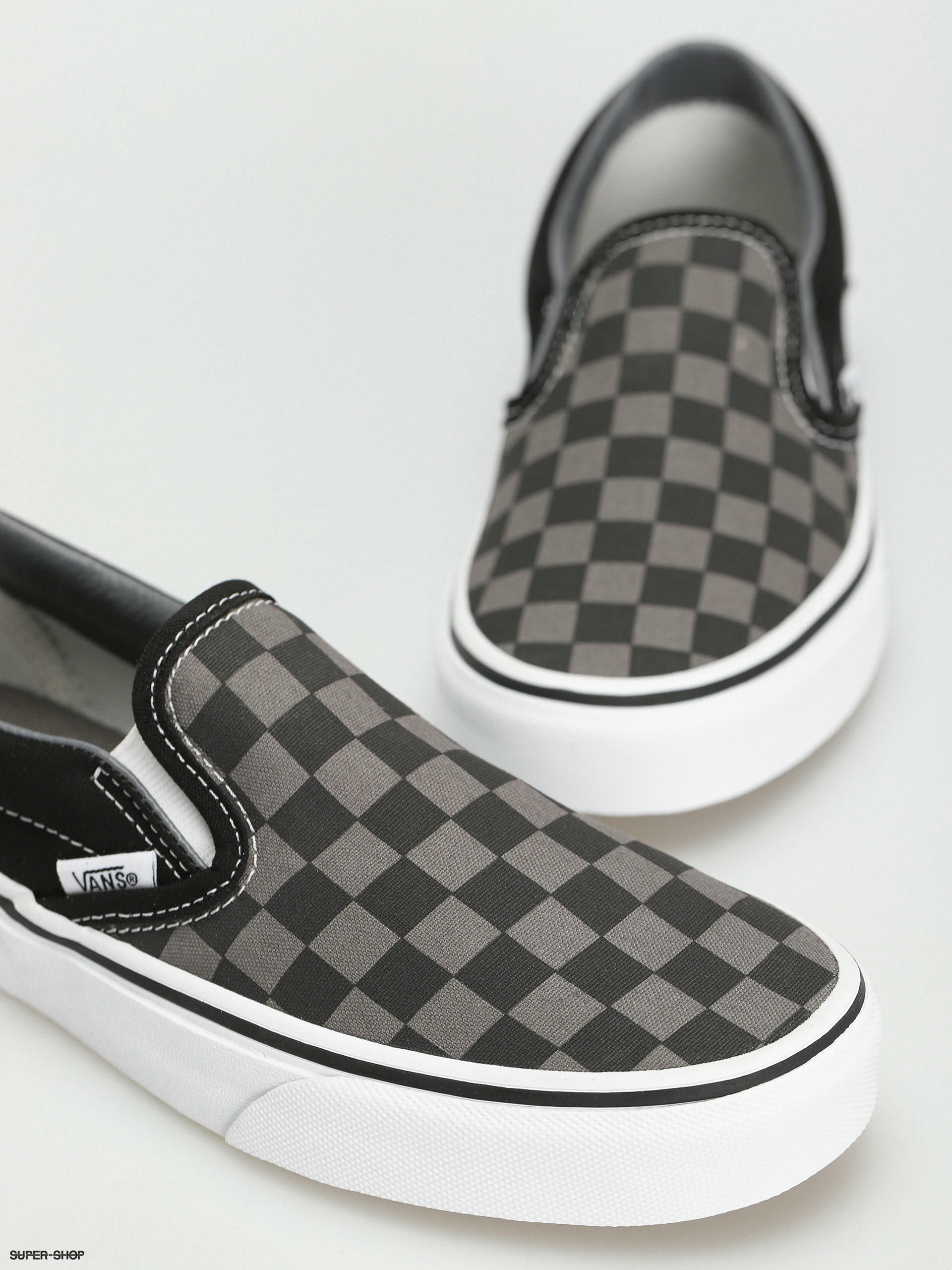 Black and store pewter checkered vans