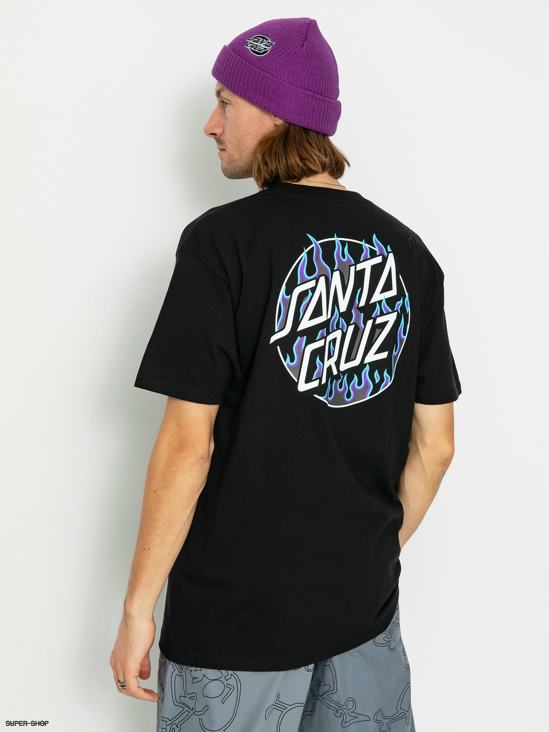 Santa Cruz X Thrasher Flame Dot T shirt black