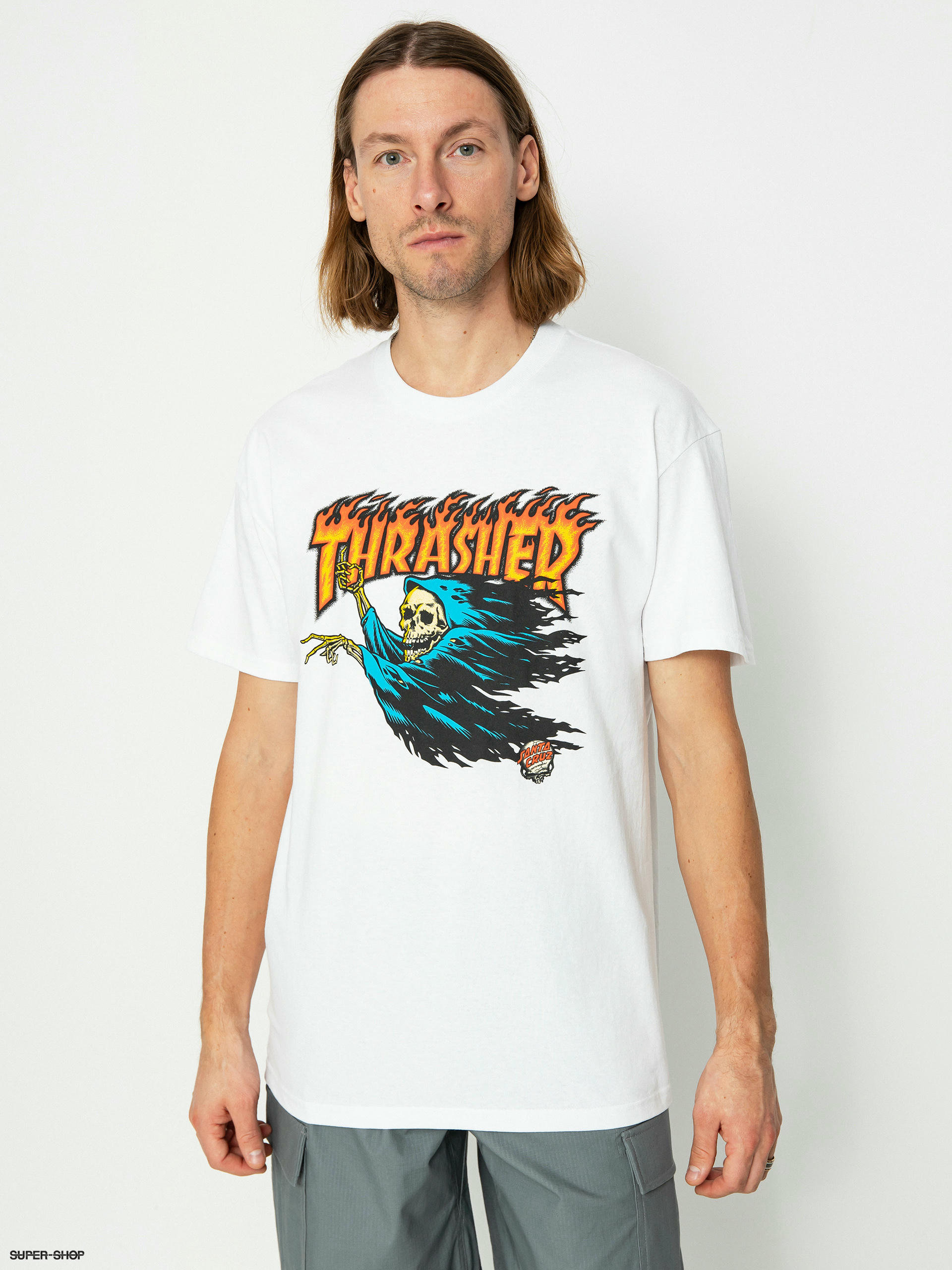 Thrasher flame outlet shirt white