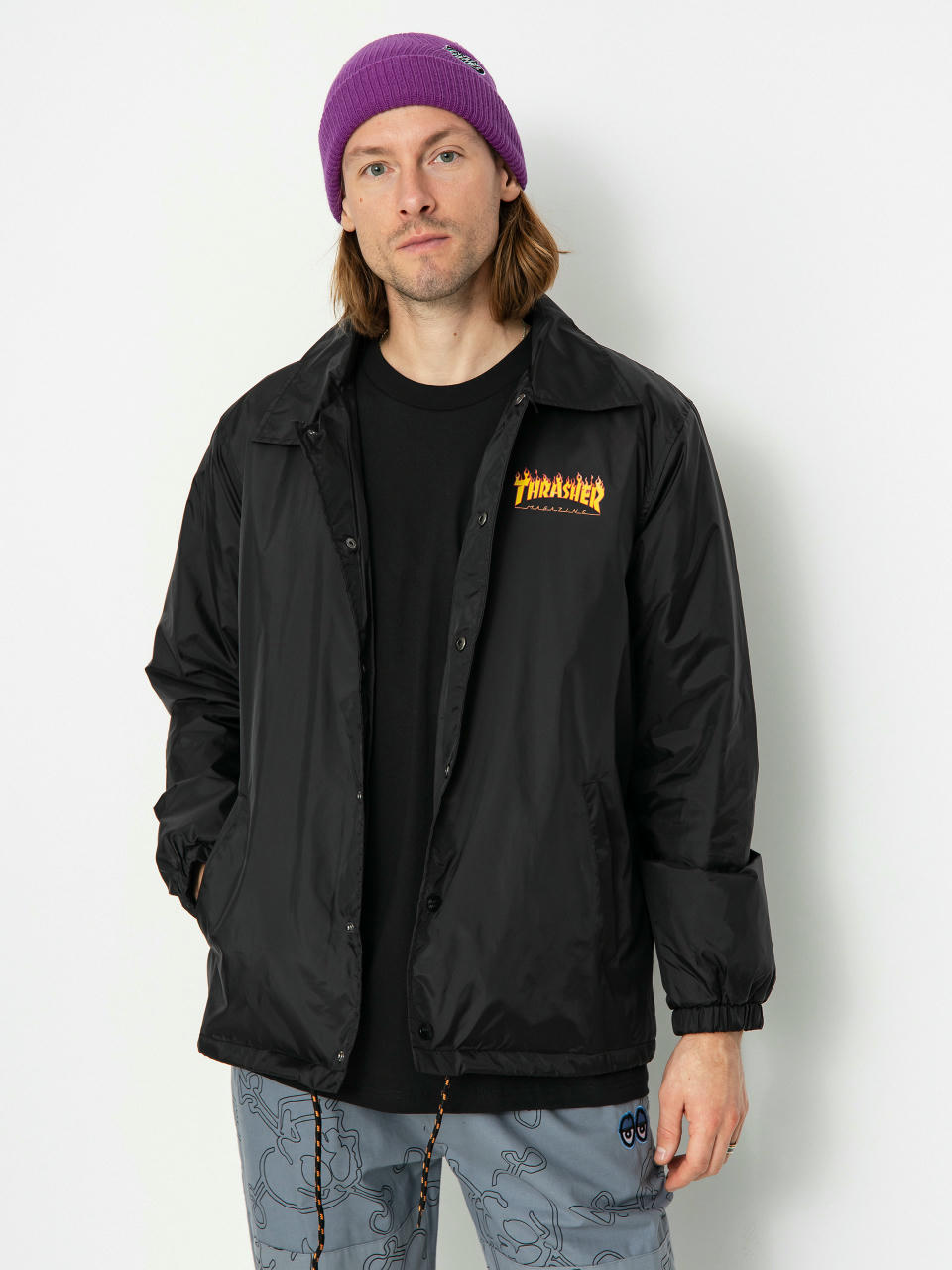 Santa Cruz X Thrasher Flame Dot Coach Jacke (black)