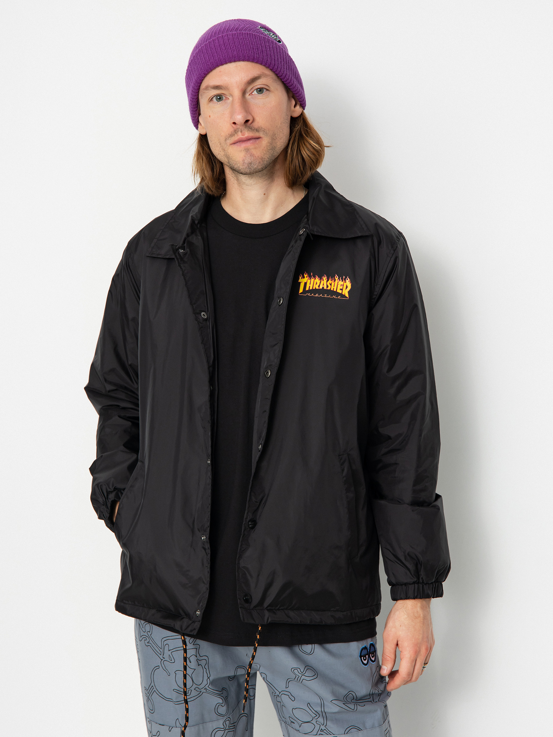 Santa Cruz X Thrasher Flame Dot Coach Jacket (black)