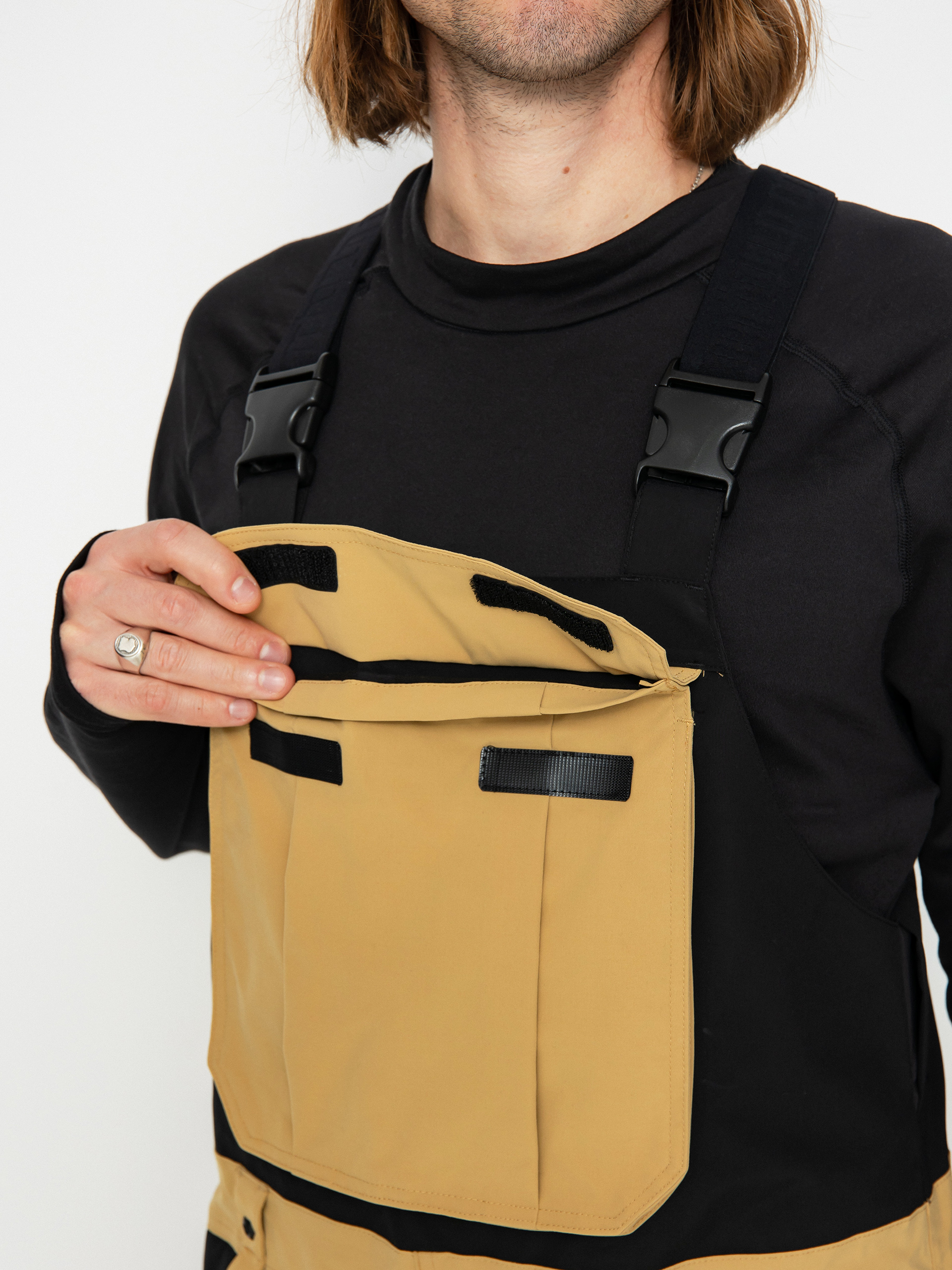 Mens ThirtyTwo Basement Bib Snowboard pants (black/tan)