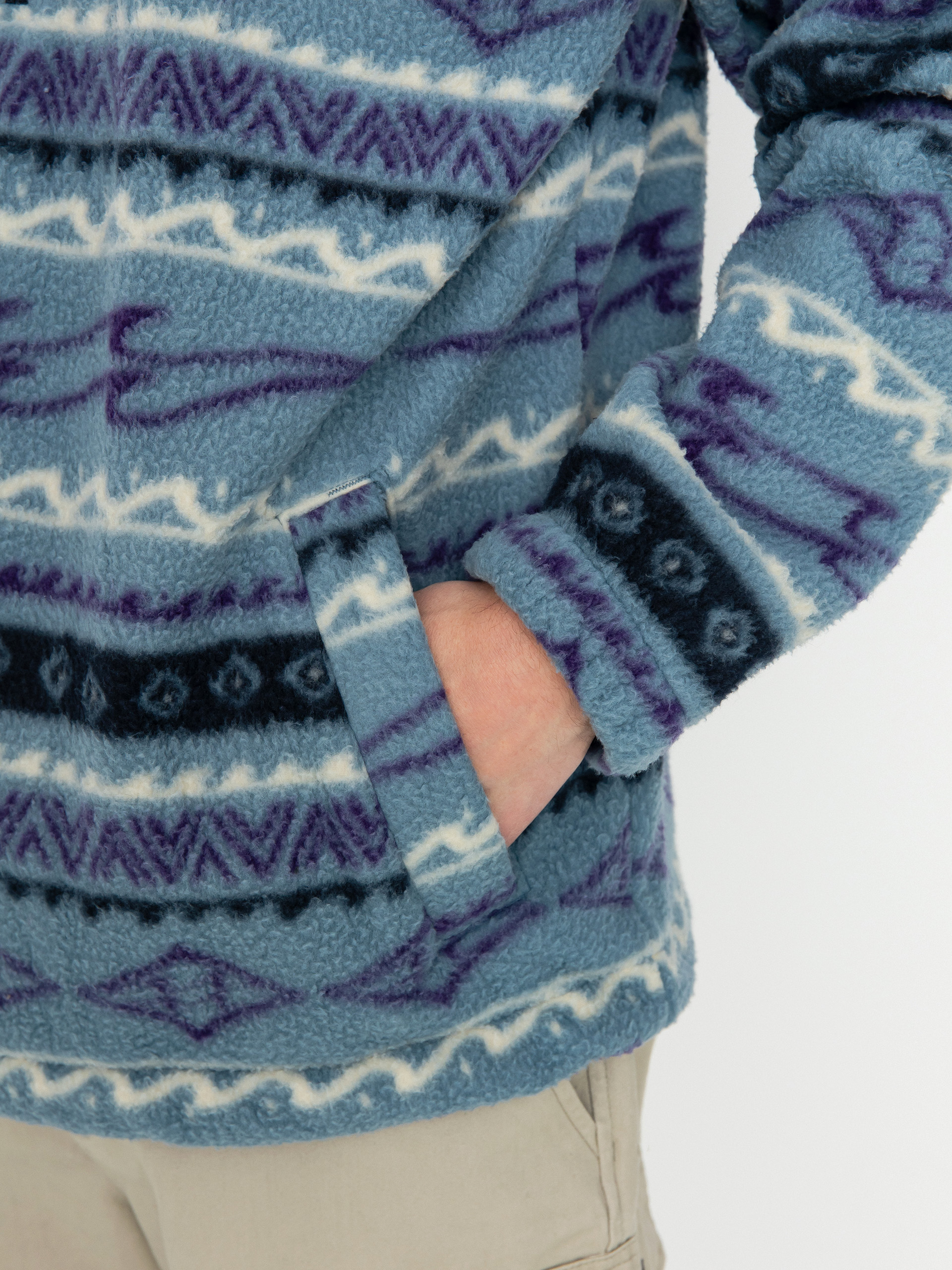 Mens Billabong Boundary Mock Neck Fleece (washed blue)