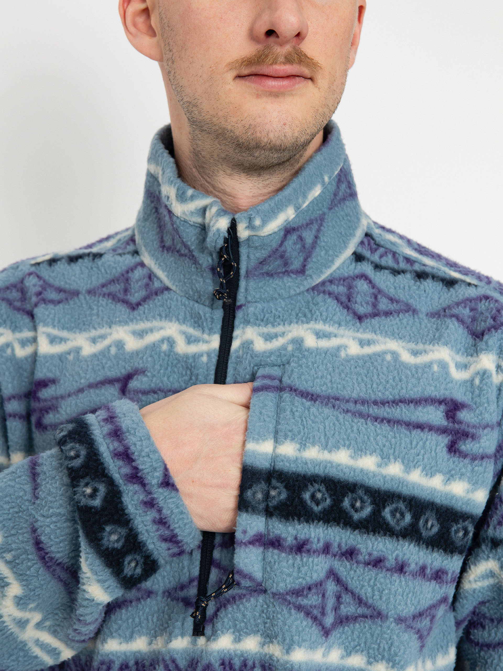 Mens Billabong Boundary Mock Neck Fleece (washed blue)