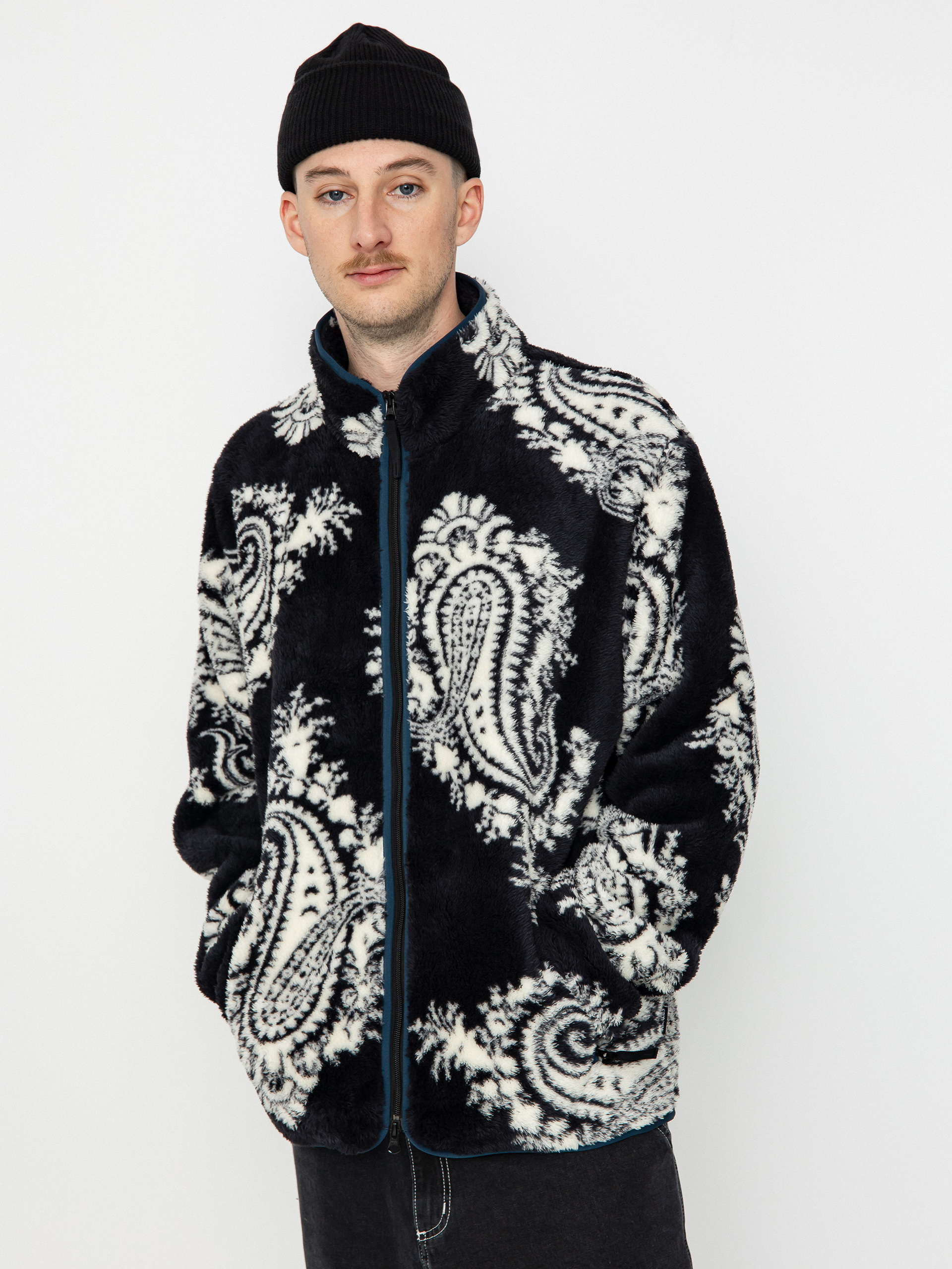 Mens Carhartt WIP Jebson Fleece (paisley big print black/squid)