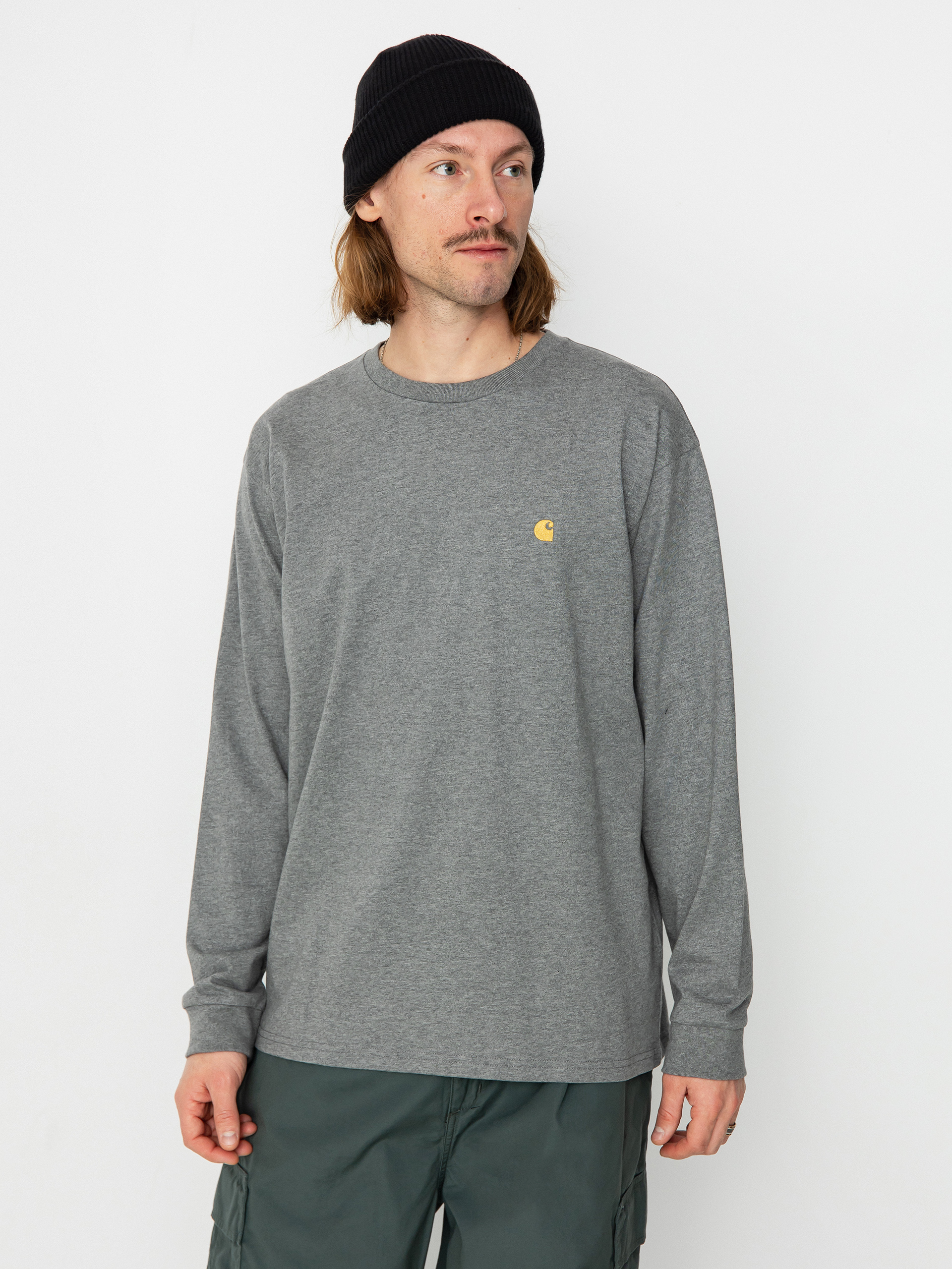 Carhartt WIP Chase Longsleeve (dark grey heather/gold)