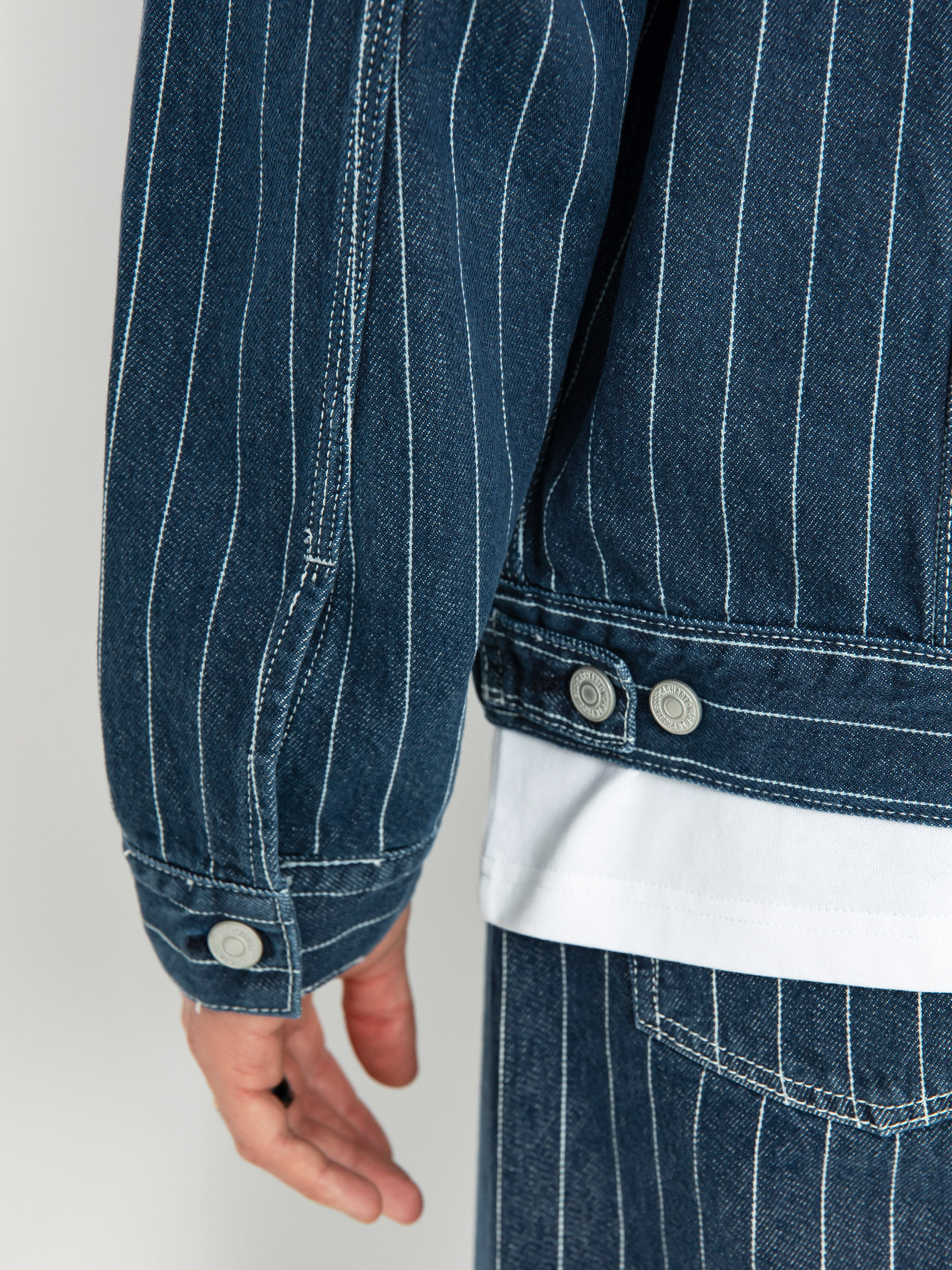 ジャケット・アウター Carhartt WIP ORLEAN JACKET Carhartt WIP Orlean Jacket - blue (orlean stripe/blue/white)